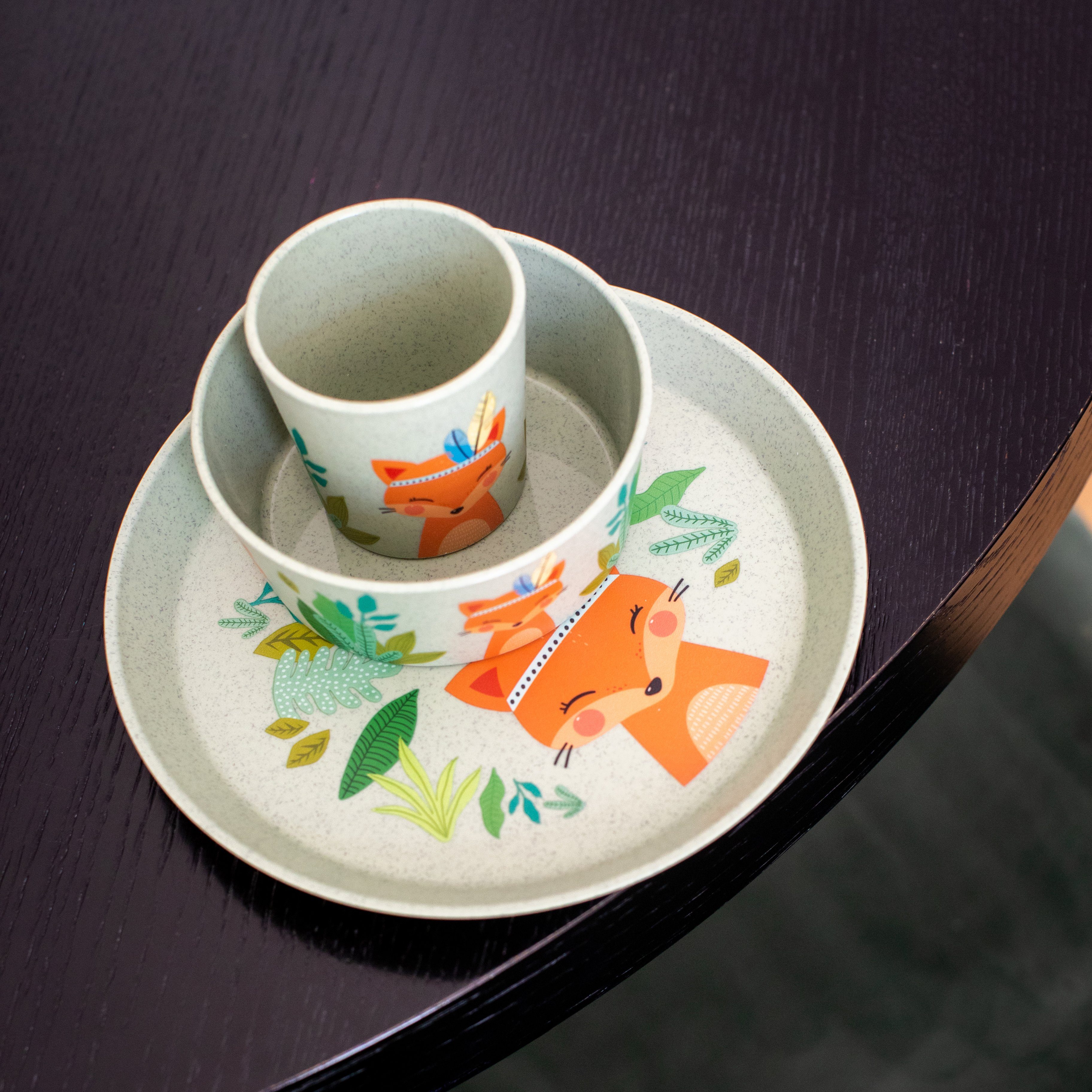 KOZIOL Kindergeschirr-Set 3er-Set Kleiner Teller + Schale + Becher CONNECT HARRY (3-tlg), 1 Personen, Kunststoff, Co² neutral produziert, Made in Germany, 3 Teile, für 1 Person