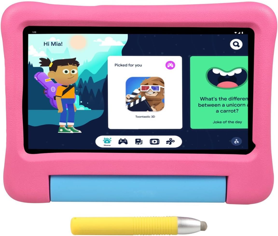 KYASTER Kinder-Tablet: 7 Zoll, 6GB RAM, 3500mAh Akku, 360° Schutz E-Book (7", 64 GB, Android 12, Kindersicherung, Schutzhülle, Eingabestift inklusive)