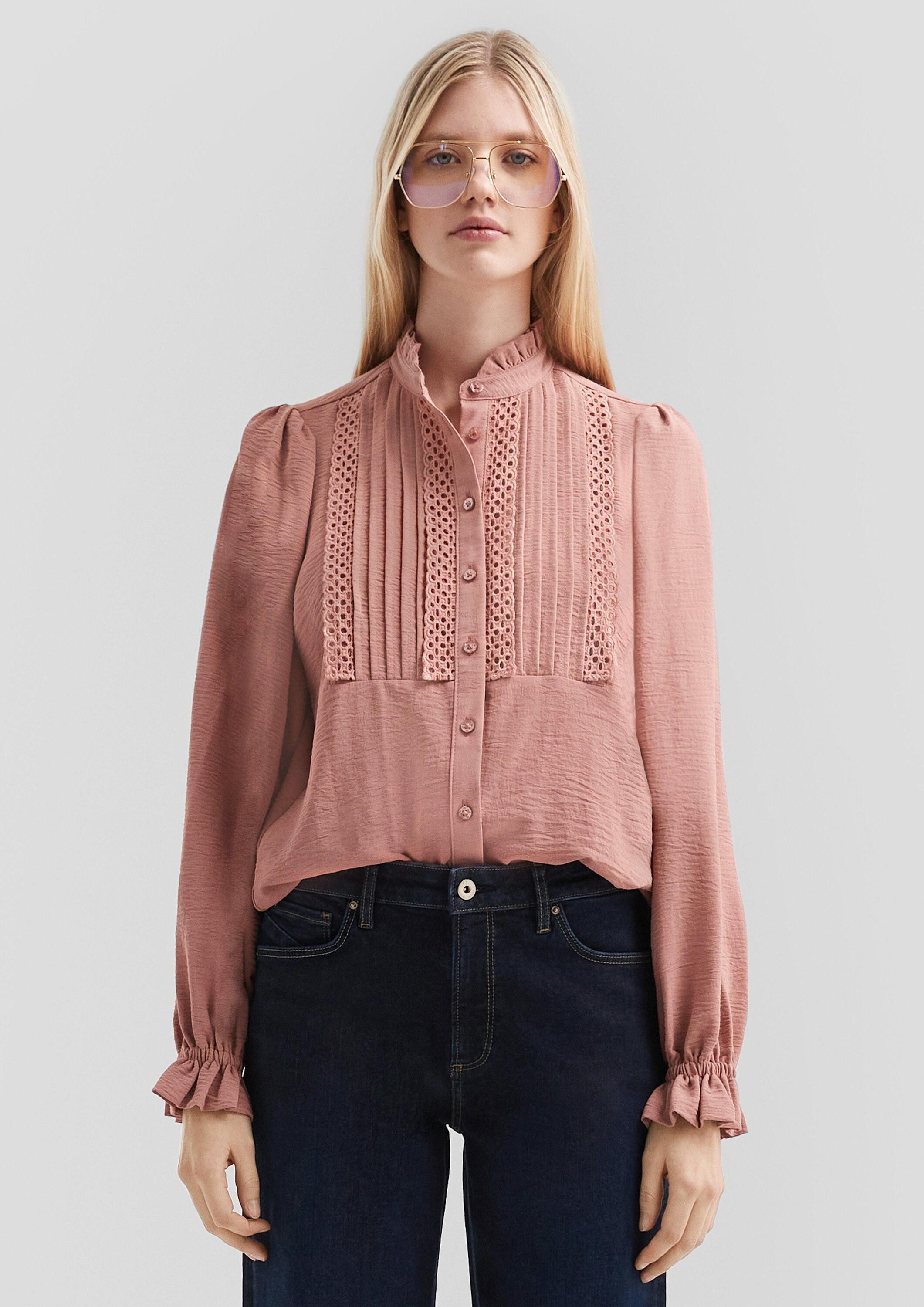 QS Langarmbluse Bluse Feminine Bluse mit Spitze günstig online kaufen