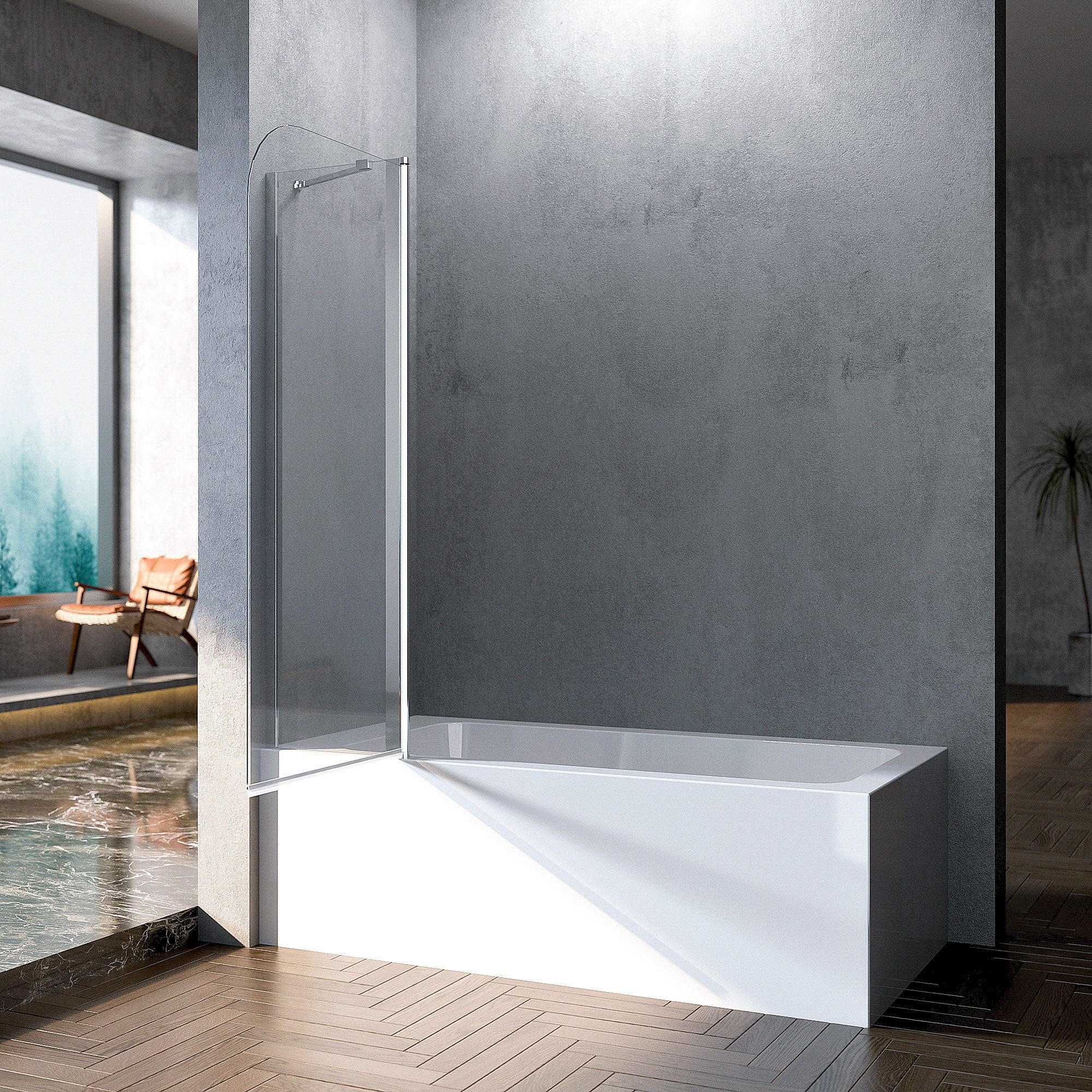 Boromal Duschwand für Badewanne Badewannenaufsatz Badewannenfaltwand günstig online kaufen