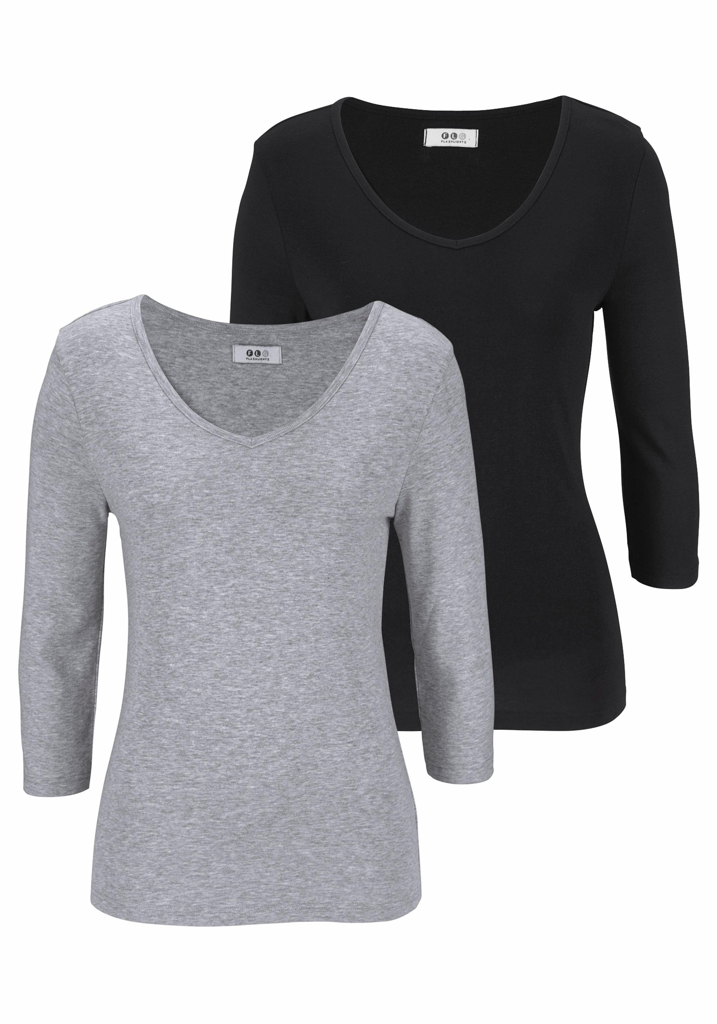 Flashlights V-Shirt (Packung, 2-tlg., 2er-Pack) unifarben, günstig online kaufen