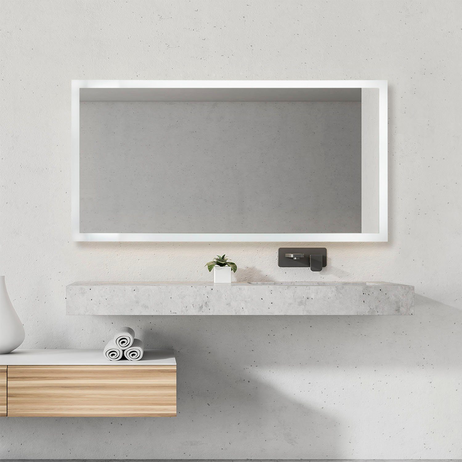 Neutralweiß, BECKY, 4000 Home Touch-Schalter Wandspiegel fest Backlight LED LED Paco K Wandleuchte integriert, Beleuchteter Spiegel