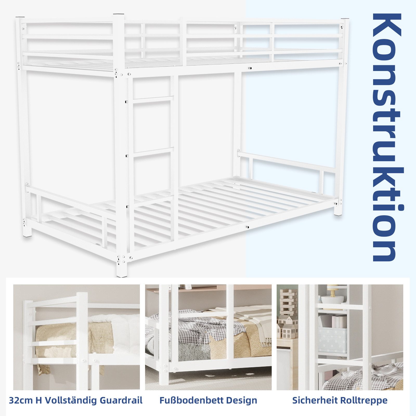 OYRREU Etagenbett Metall-Etagenbett Geeignete Matratzengröße: 90 x 190 cm