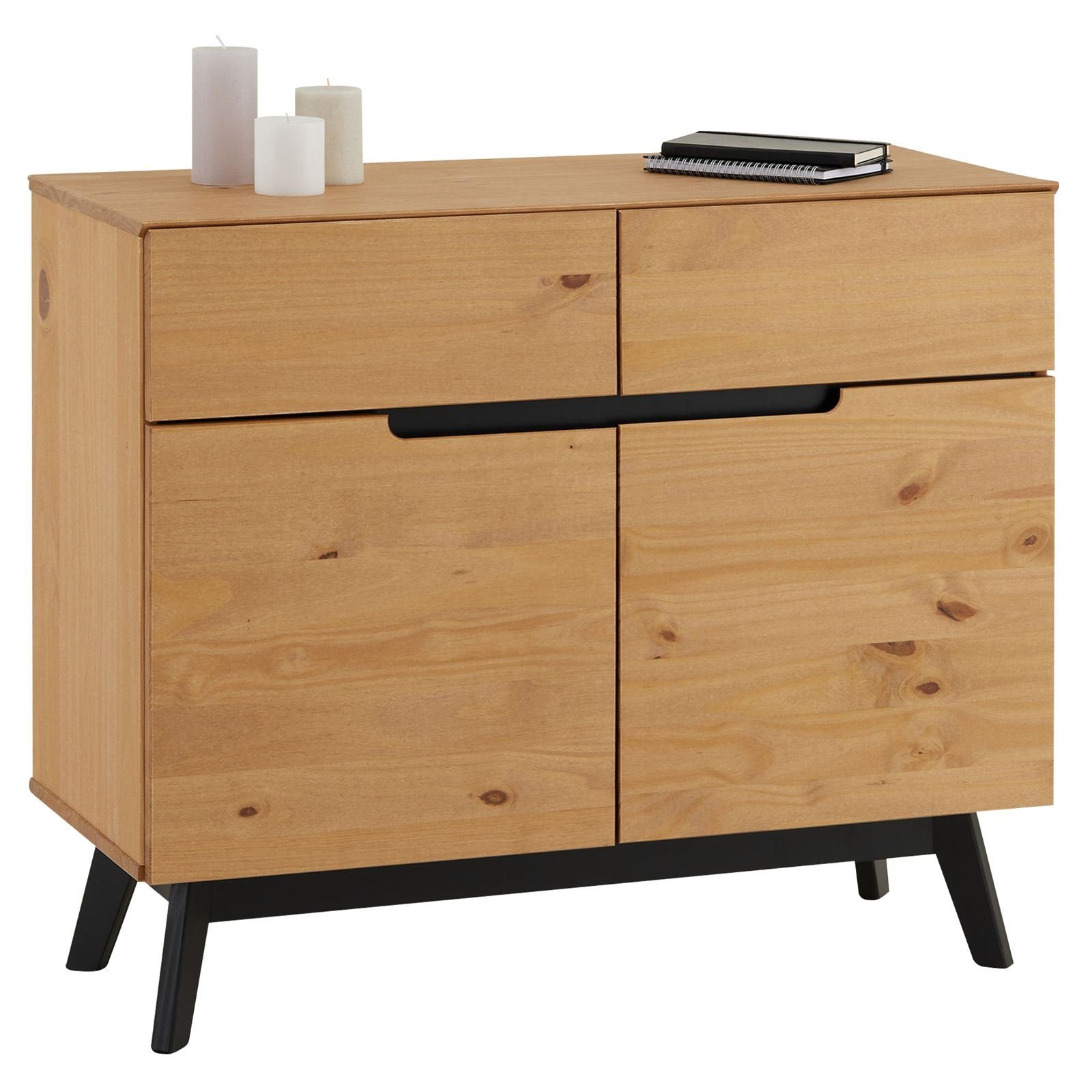 IDIMEX Kommode TIBOR, Kommode Anrichte Sideboard skandinavisch 2 Türen 2 Schubladen Kiefer m