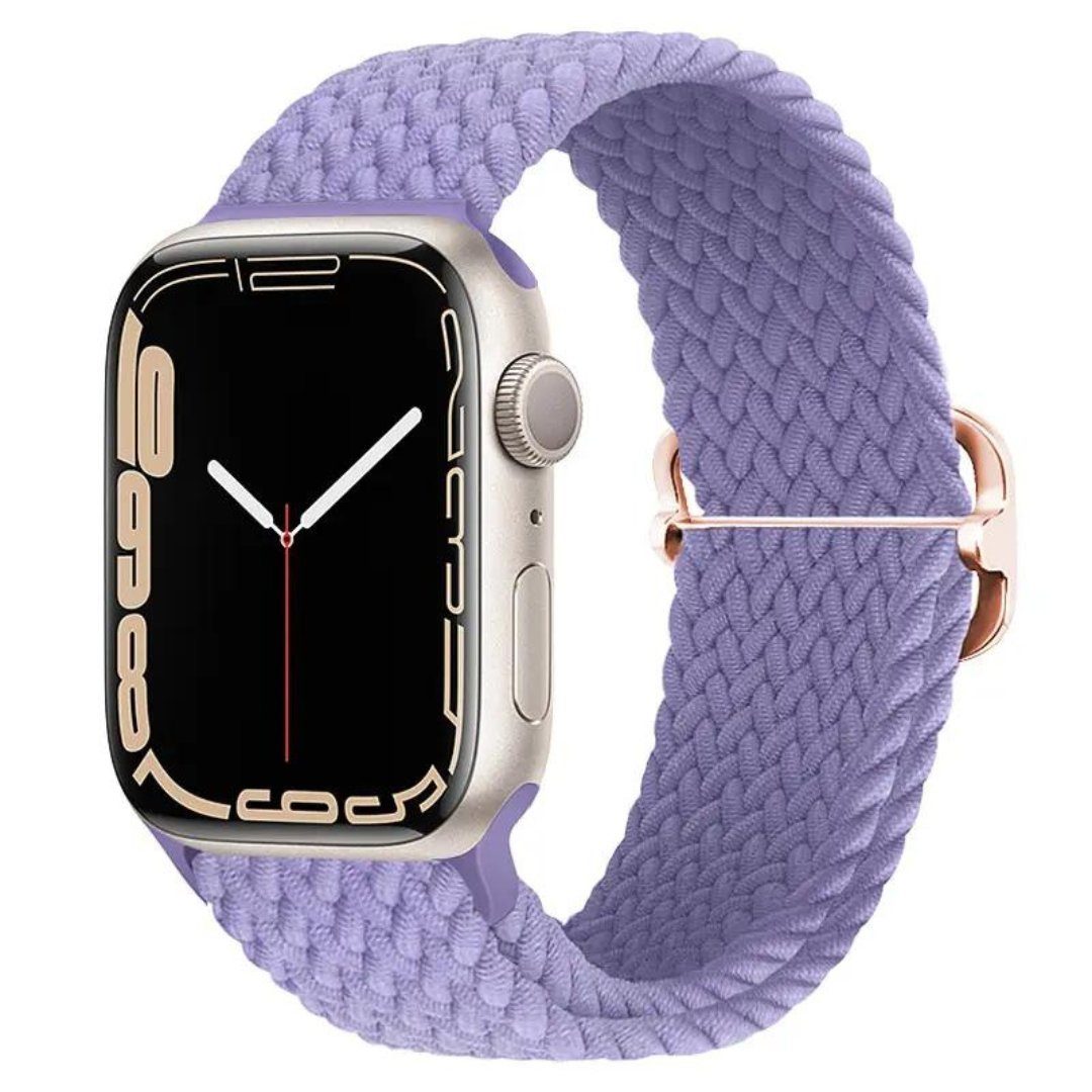 SmartUP Uhrenarmband Geflochtenes Solo Loop Armband für Apple Watch 1-9 / Ultra, Uhrenarmband mit verstellbaren Magnetverschluss #9 Lavender