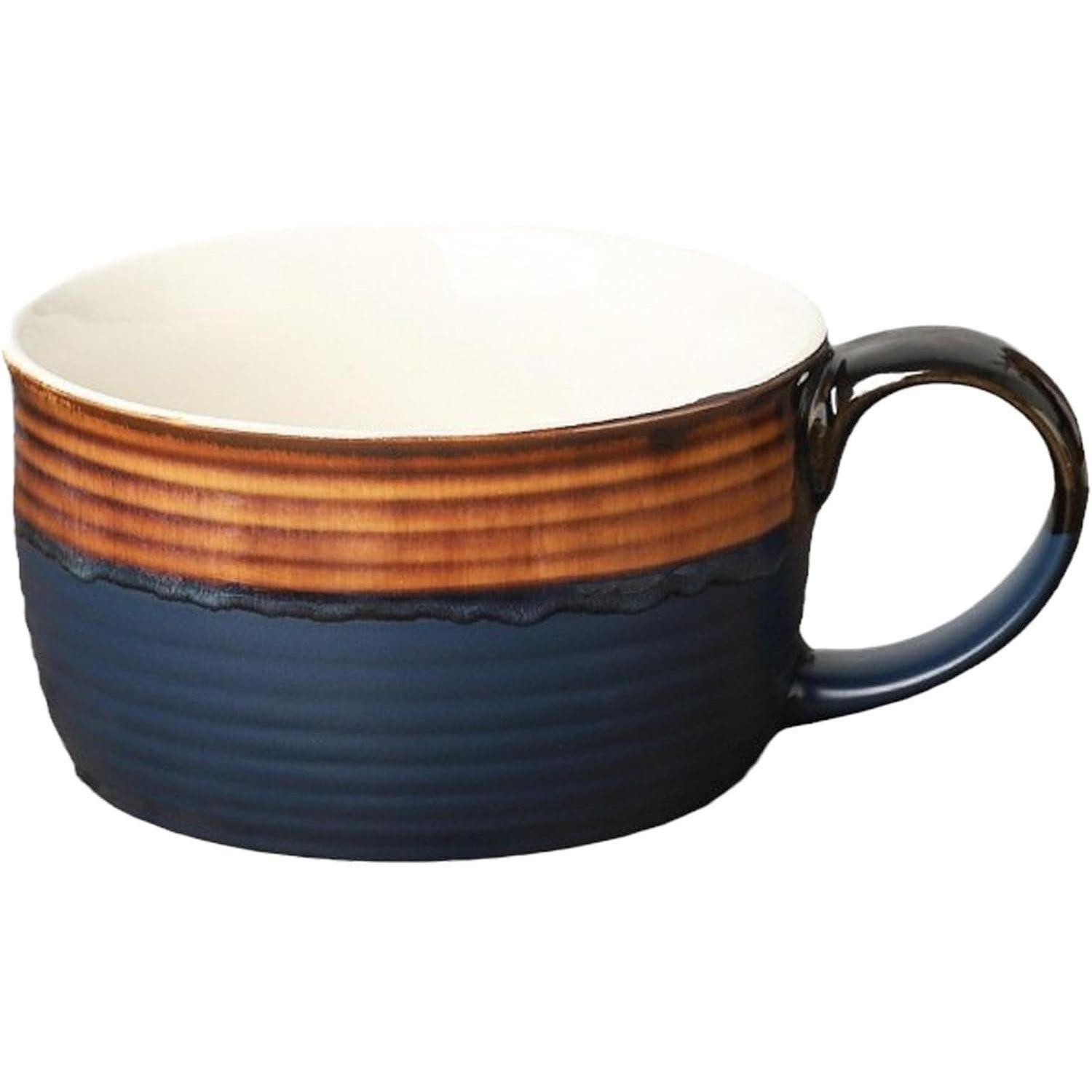 LuxusKollektion Tasse Tasse Keramik 700ml XXL Henkel #C Blau und Braun Groß Tasse 700ml