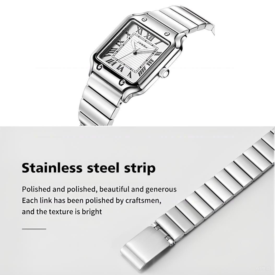 ibettertec Quarzuhr Herren-Armbanduhr, Businessuhr, (Analoguhr, Edelstahl-Uhr für klassischen Herrenstil), 36,5 mm, 6,4 mm flach, Leuchtfunktion, 3 ATM, Mineral – Bild 4 von 5