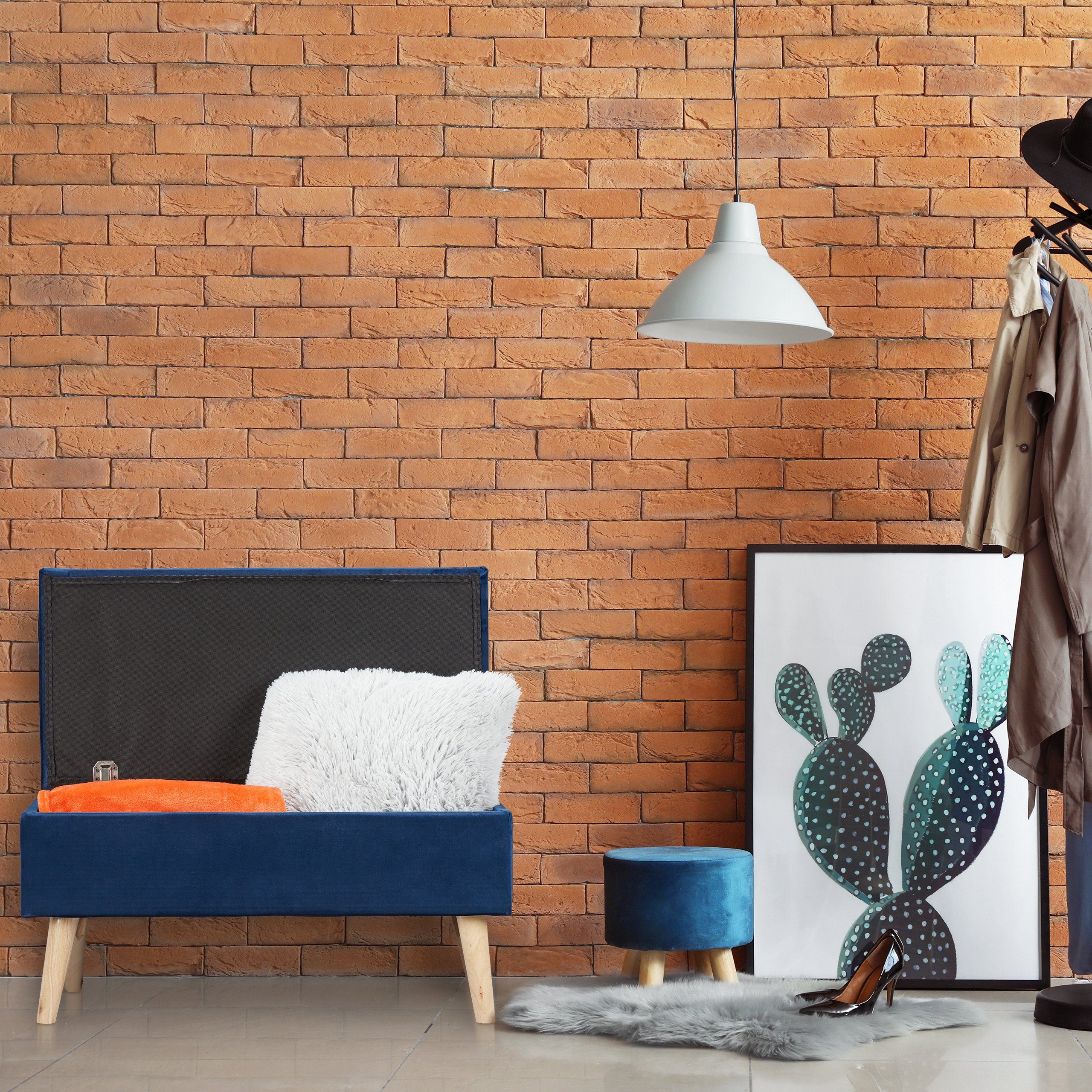 relaxdays Sitzbank Samt Sitzbank mit Stauraum, weiß