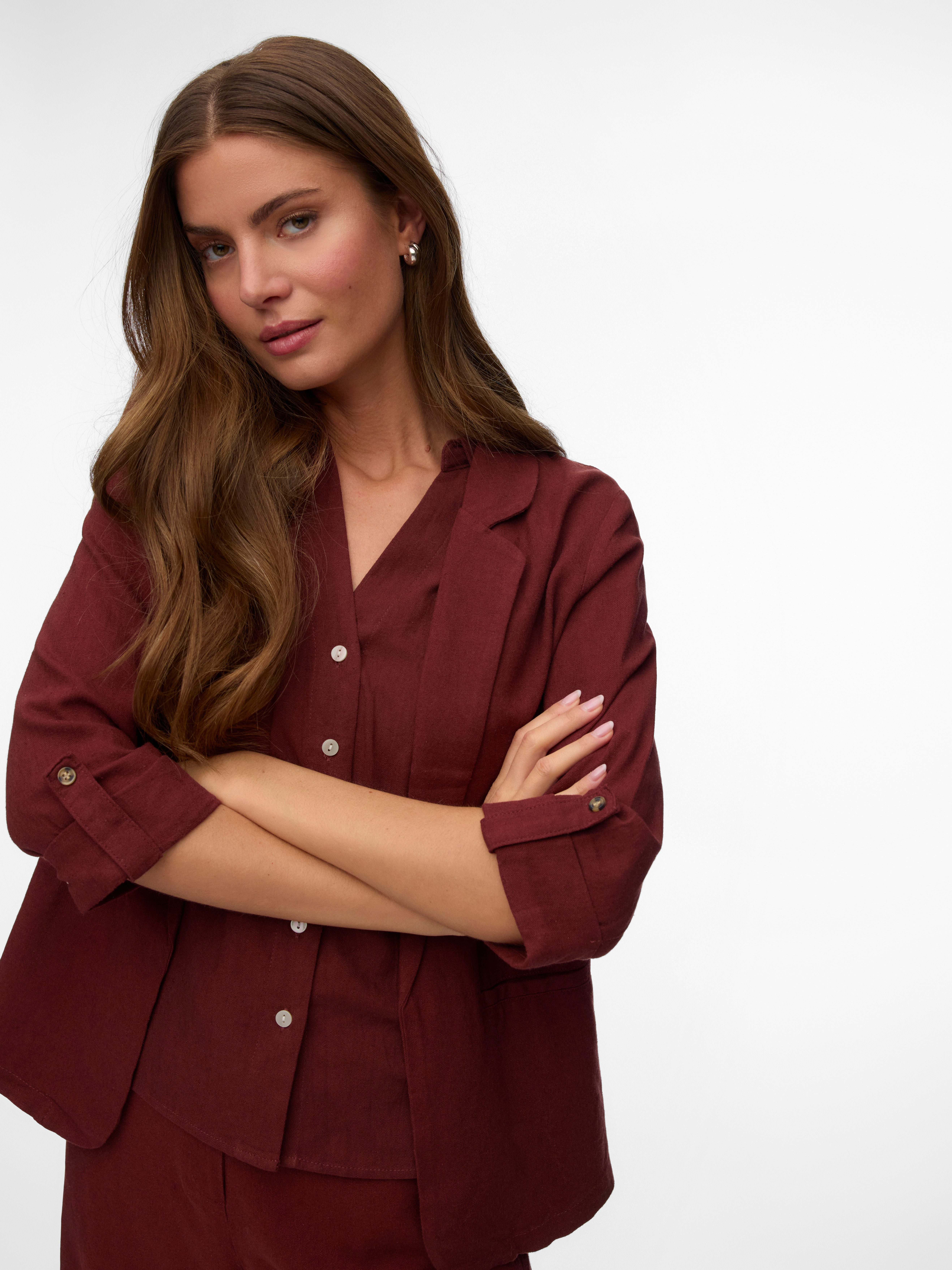 Vero Moda Kurzblazer VMJESMILO 3/4 LOOSE BLAZER WVN NOOS mit Leinen