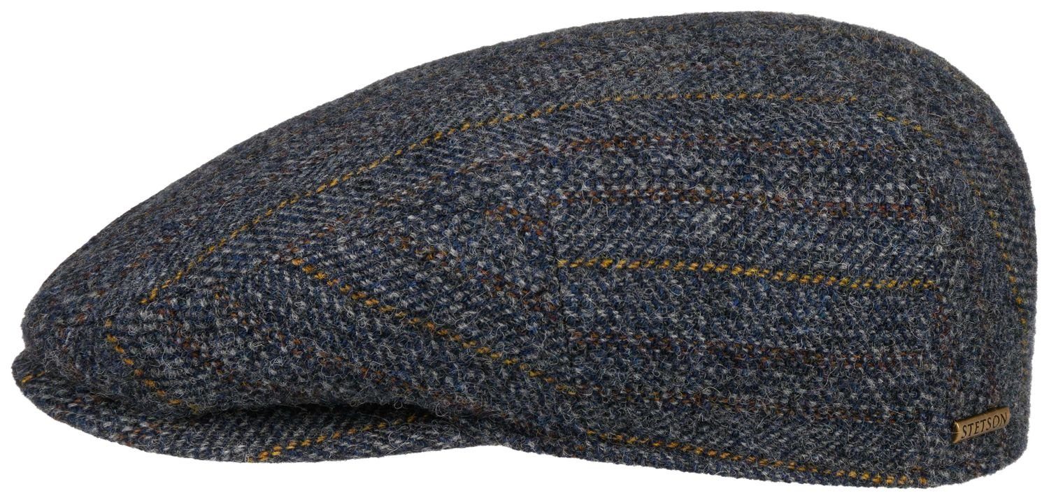 Stetson Streifen Schurwolle Flatcap Kent aus 623 Schiebermütze Streifen reiner mit navy/grau