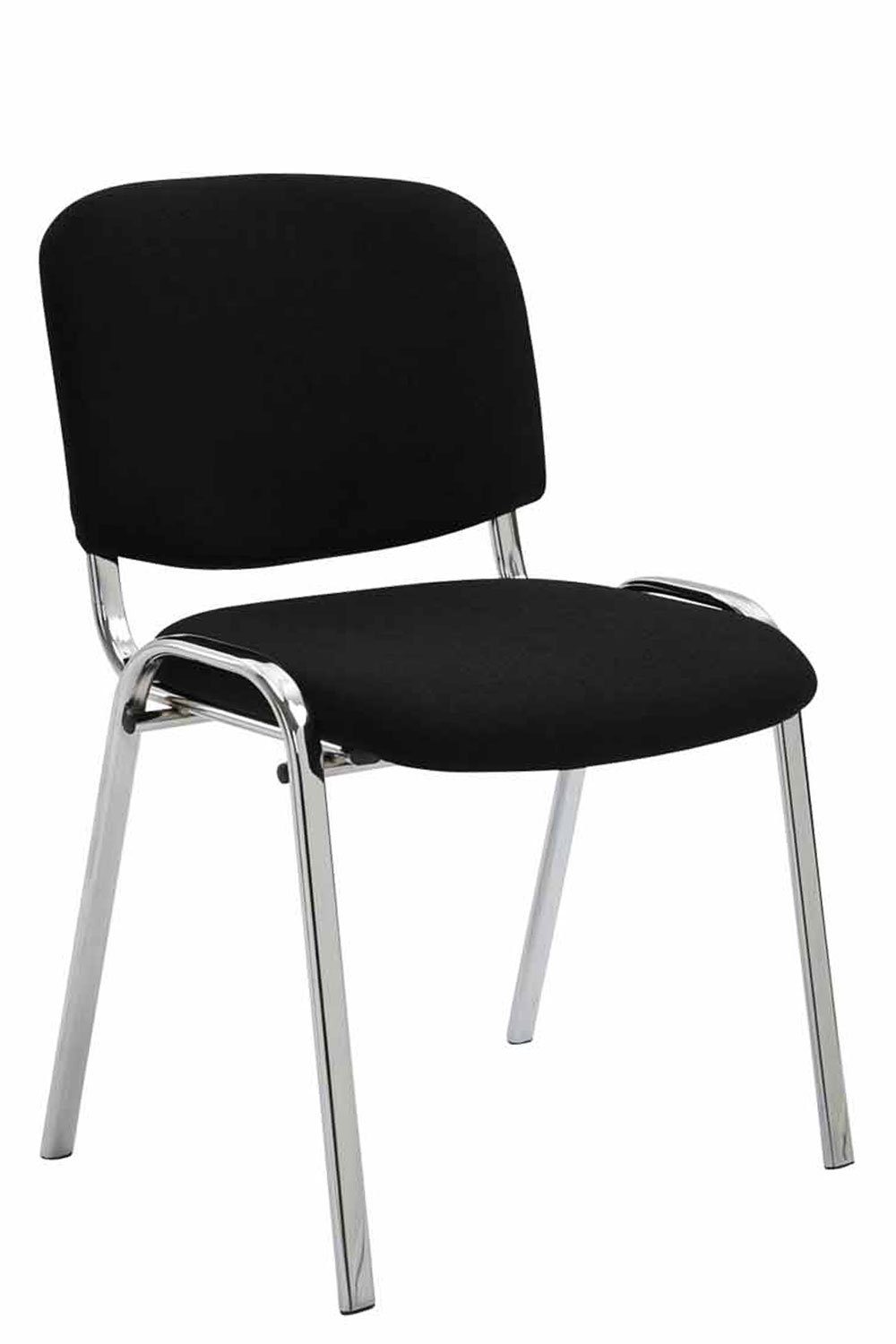 TPFLiving Besucherstuhl Keen mit hochwertiger Polsterung - Konferenzstuhl (Besprechungsstuhl - Warteraumstuhl - Messestuhl), Gestell: Metall chrom - Sitzfläche: Stoff schwarz