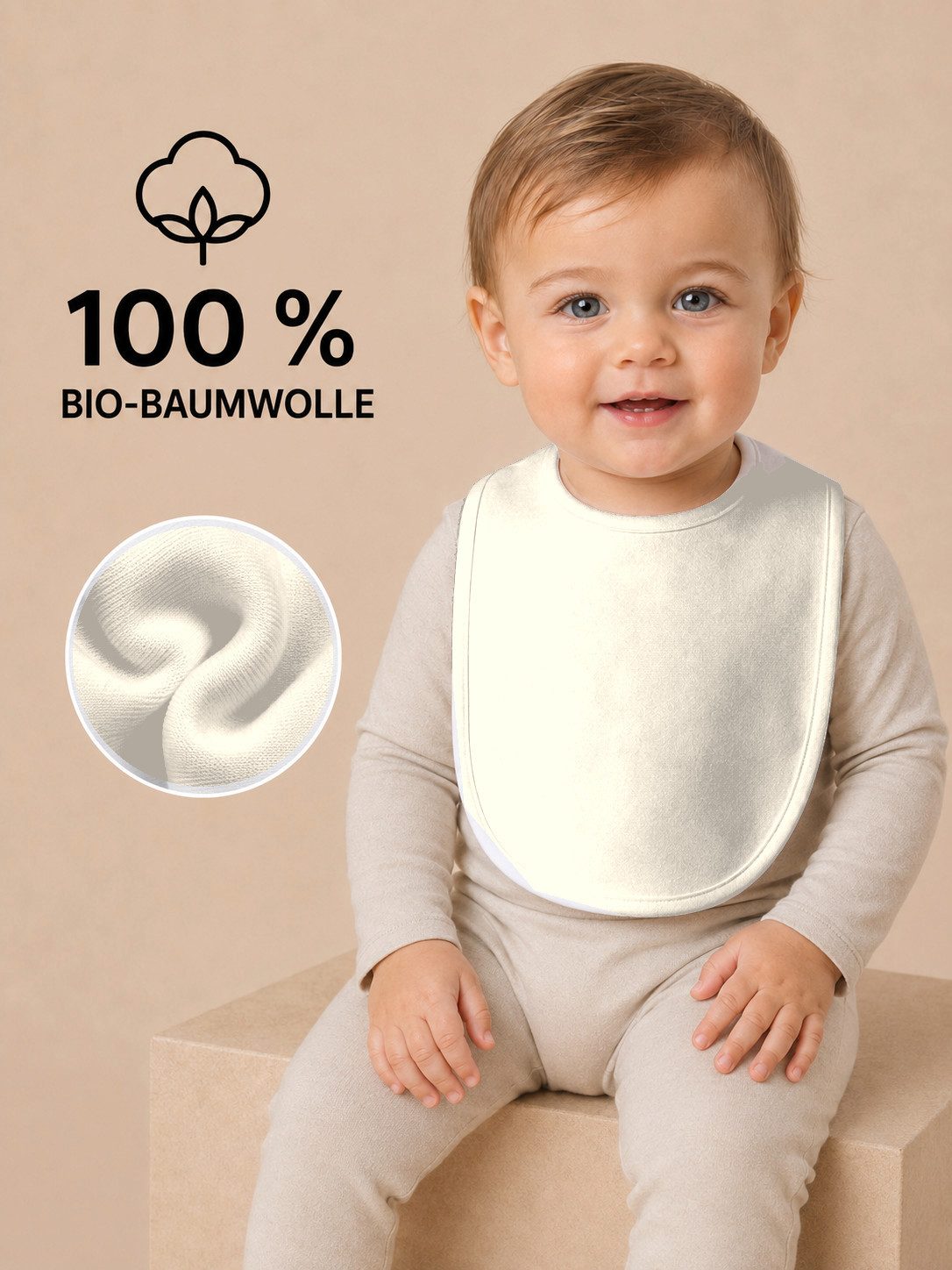 Sitztgut Lätzchen Baby Lätzchen aus Bio-Baumwolle, (1-St), Doppellagig mit zwei Druckknöpfen zur Weitenanpassung