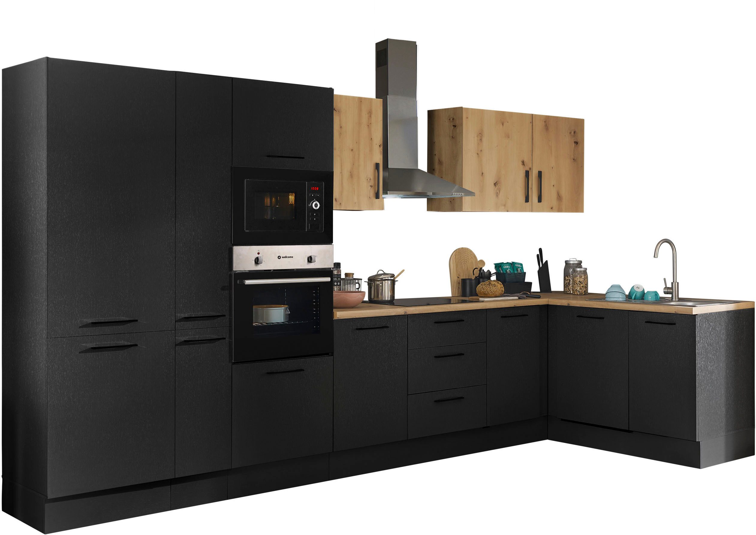 BASIC by Balculina Winkelküche Turin, Stellbreite 370x175 cm, wahlweise mit E-Geräten