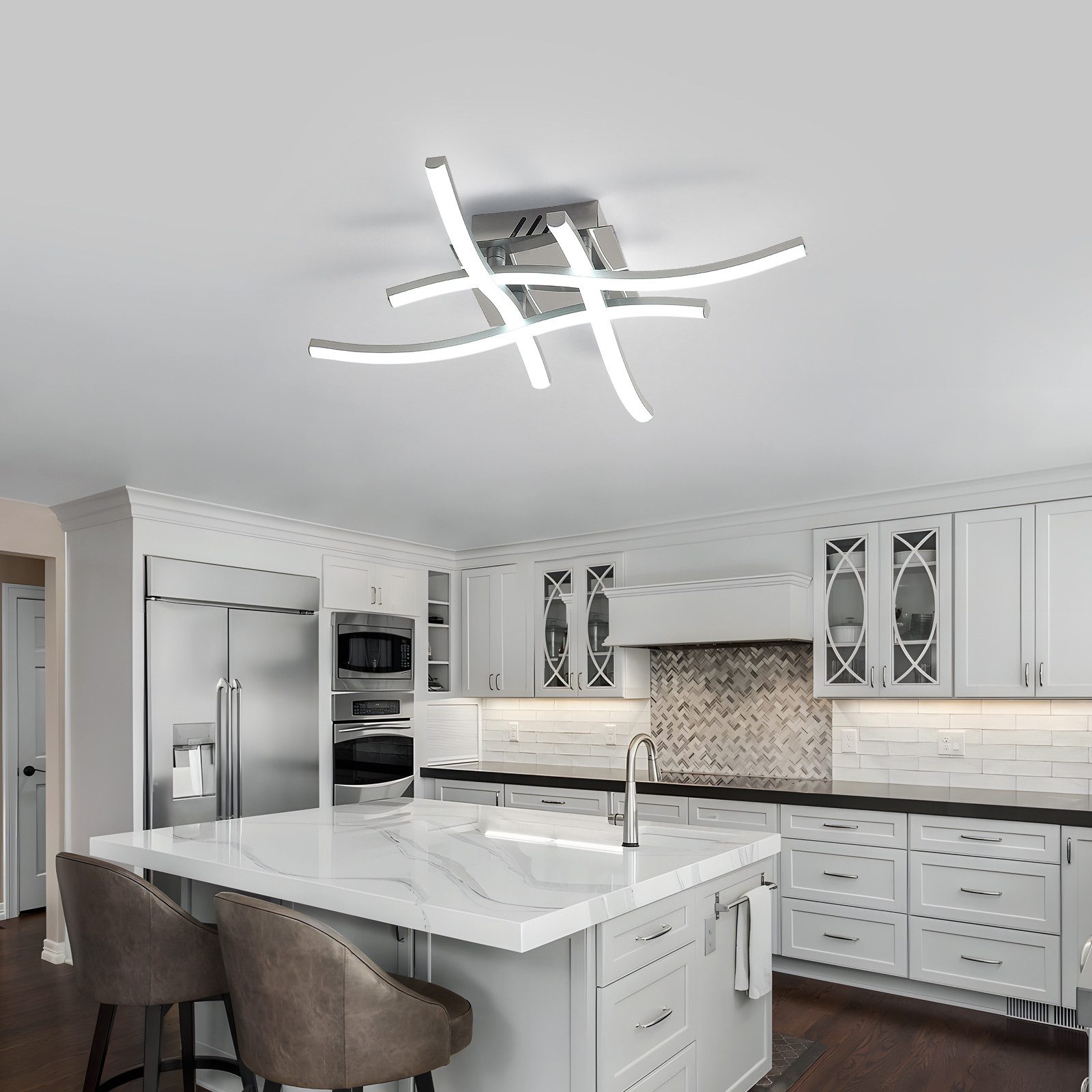 Goeco Deckenleuchte 24W silbernes LED Licht, günstig online kaufen