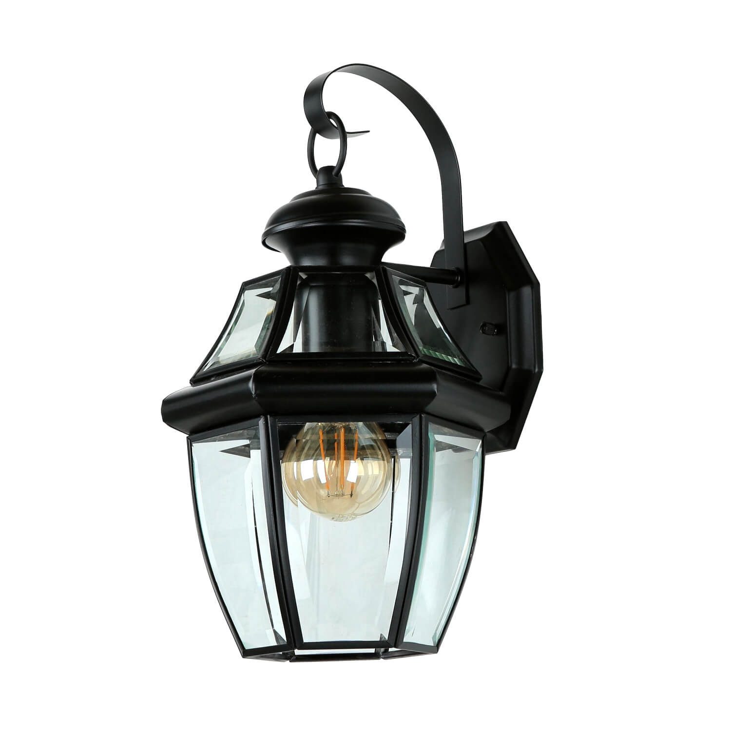 Licht-Erlebnisse Außen-Wandleuchte SANNI, ohne Leuchtmittel, Außenlampe Wand Garten Hof IP23 Schwarz E27 Glas Metall Vintage