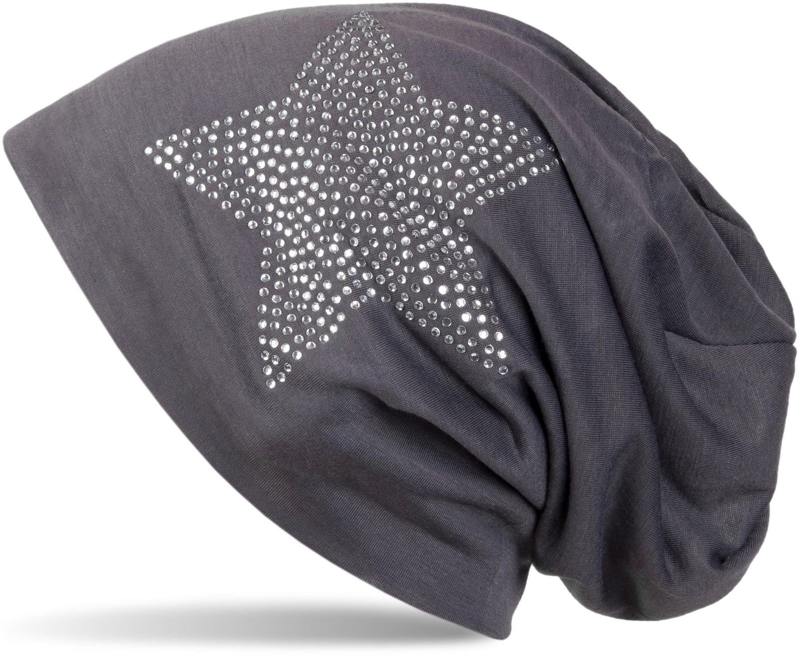 styleBREAKER Beanie (1-St) Leichte Beanie mit Strass Stern Anthrazit