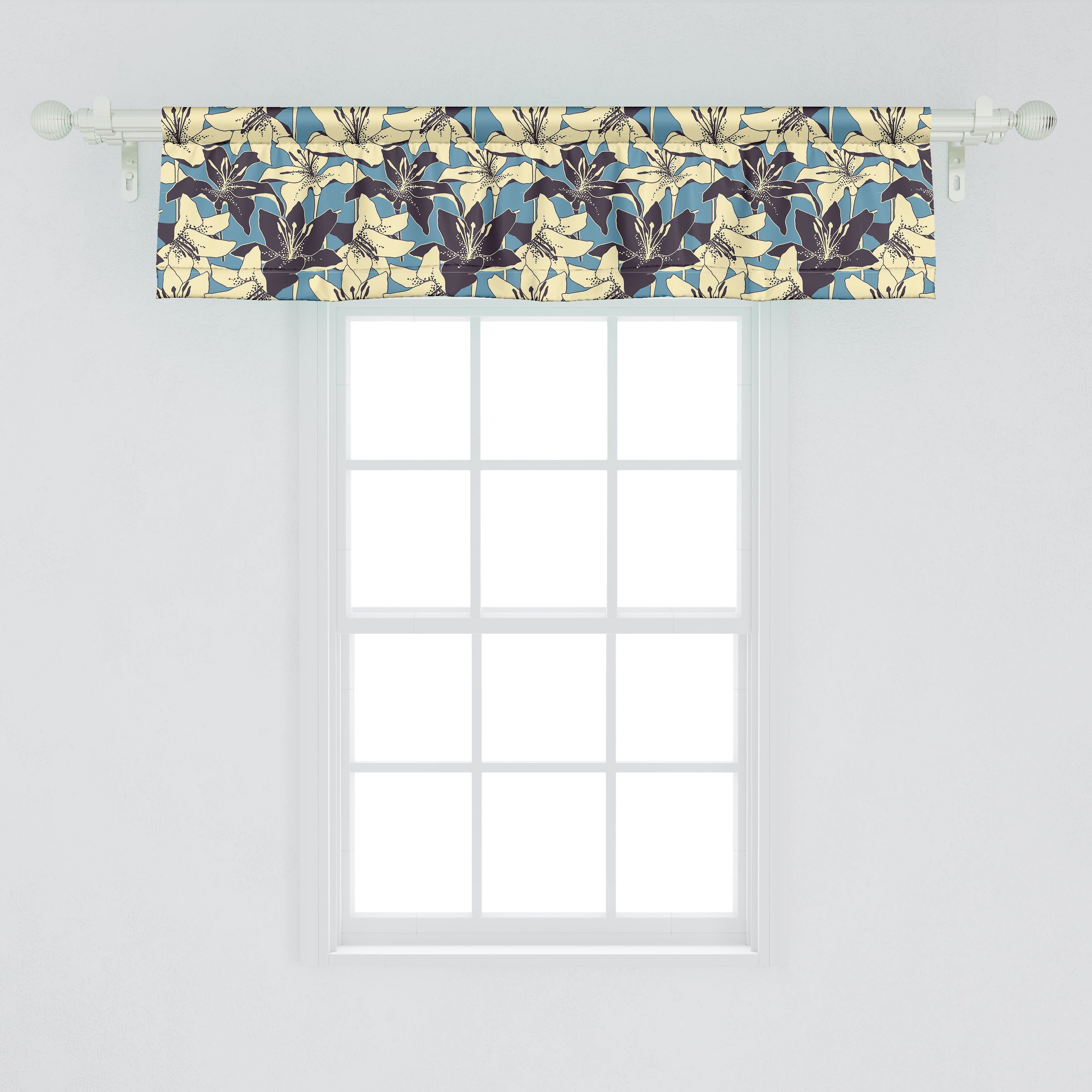Dekor Retro mit Blumen-Kunst Stangentasche, Lillies Microfaser, Schlafzimmer Abakuhaus, für Blumen Küche Scheibengardine Vorhang Volant
