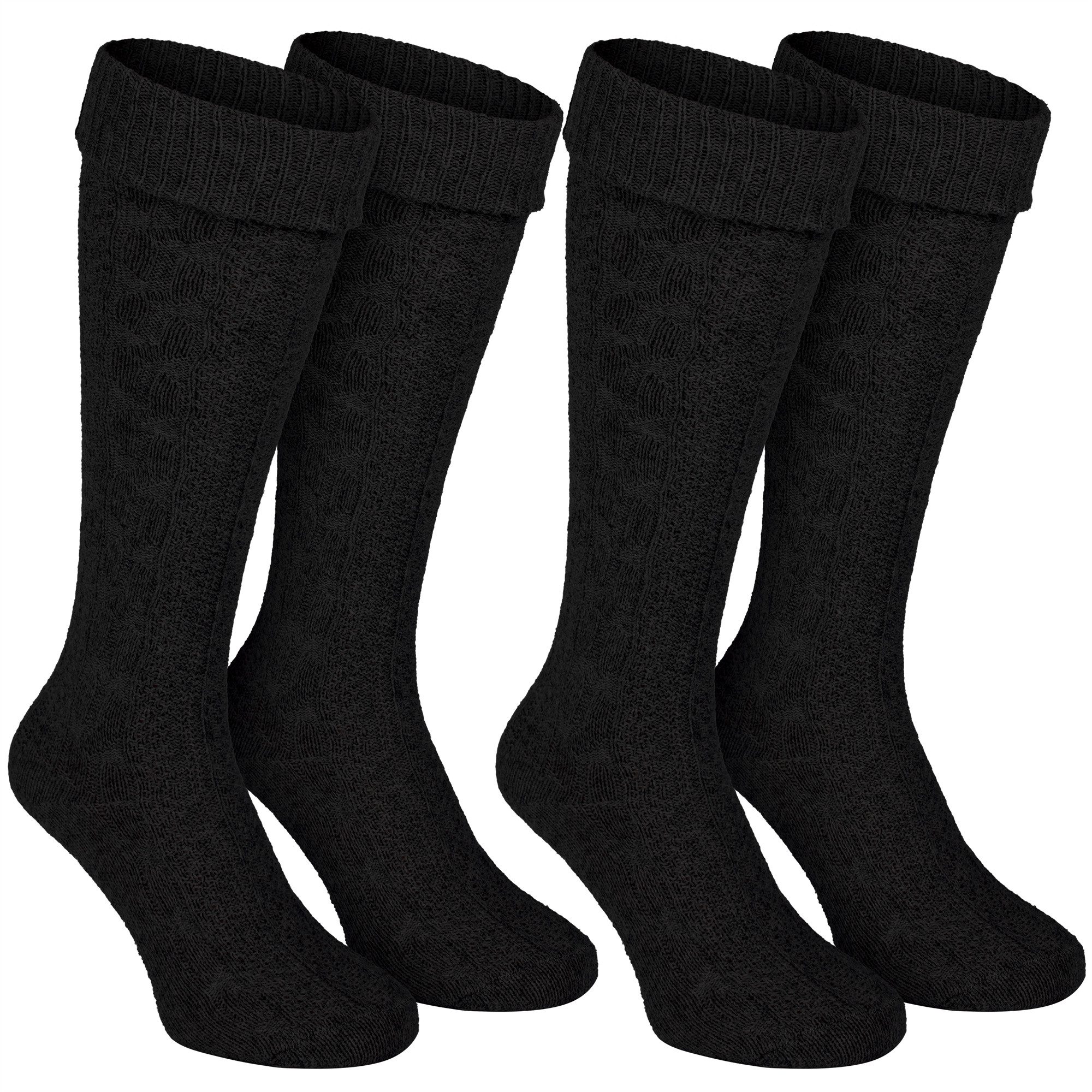 Black Snake Trachtensocken Trachten Kniestrümpfe 2 Paar mit Zopfmuster Baumwolle (Socken-Set, 2-Paar, 2 Paar Trachten Kniestrümpfe mit Zopfmuster)