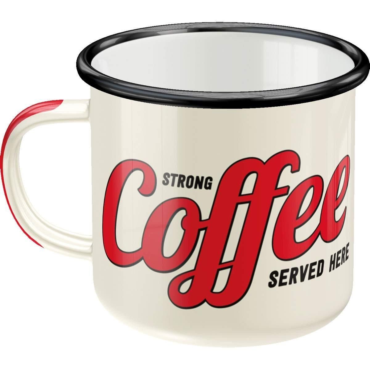 Tasse Coffee Strong - Served Emaille-Becher Here - Word Nostalgic-Art Up
