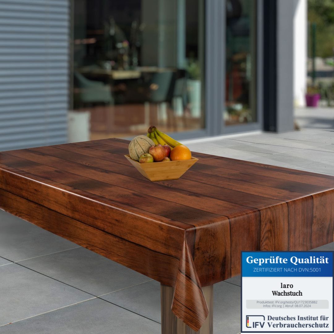 laro Tischdecke Wachstuch-Tischdecken Abwaschbar Holzoptik Braun Dunkel rechteckig