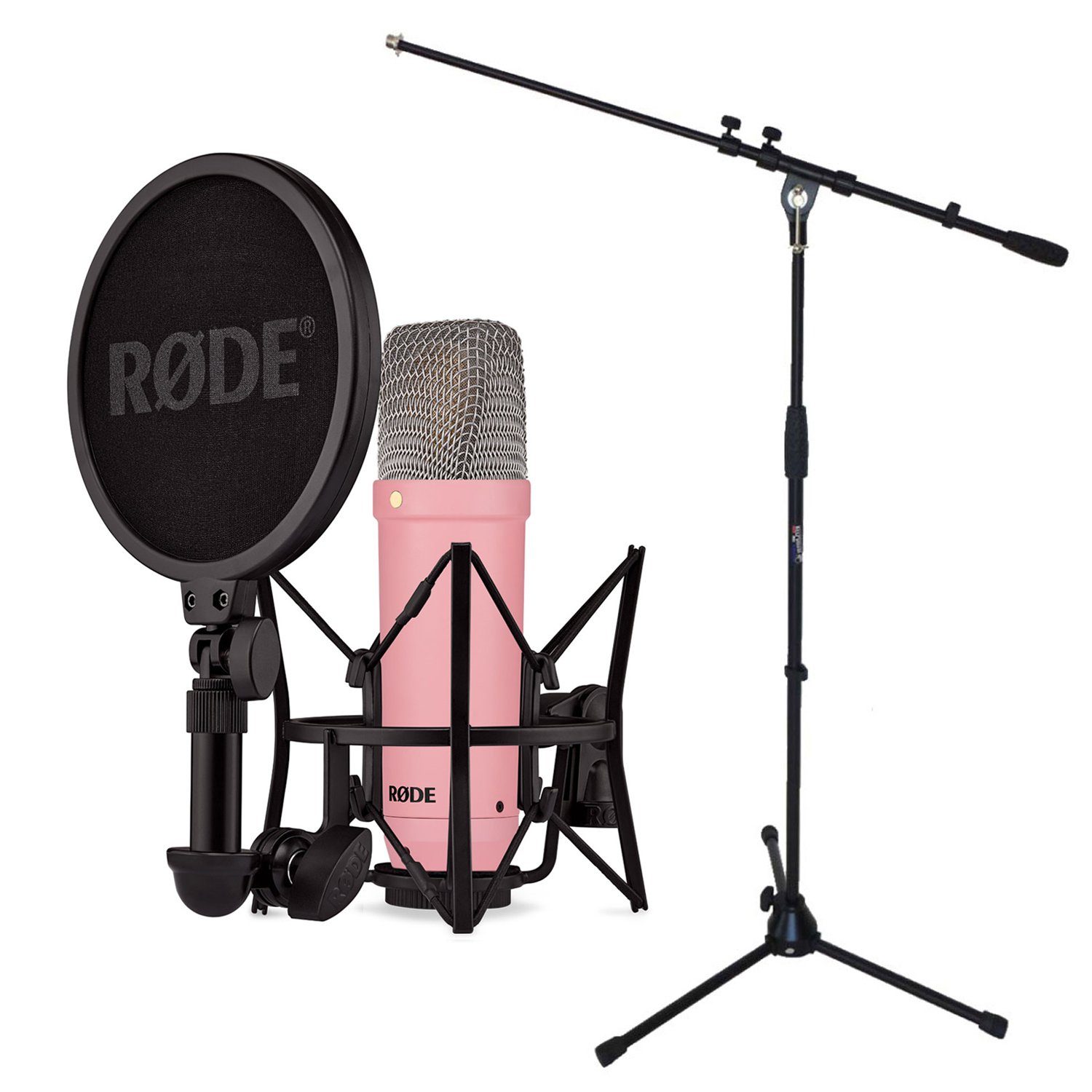 RØDE Mikrofon NT1 Signature Pink (Studio-Mikrofon), mit Mikrofonständer
