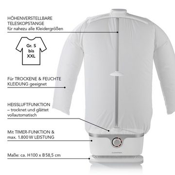 CLEANmaxx Bügelsystem Hemden- und Blusenbügler 1800W weiß 2024-Model, 1800,00 W, Hemdenbügler 2024 Model