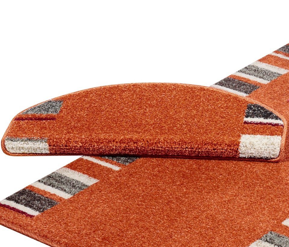 Peyer Syntex Stufenmatte Коврики modern Design, 5 Stück, terra, halbrund, Höhe: 3.5 mm, mit Bordüre, uni, Treppenbelag, Stufenmatte, Diele, Flur, Garderobe