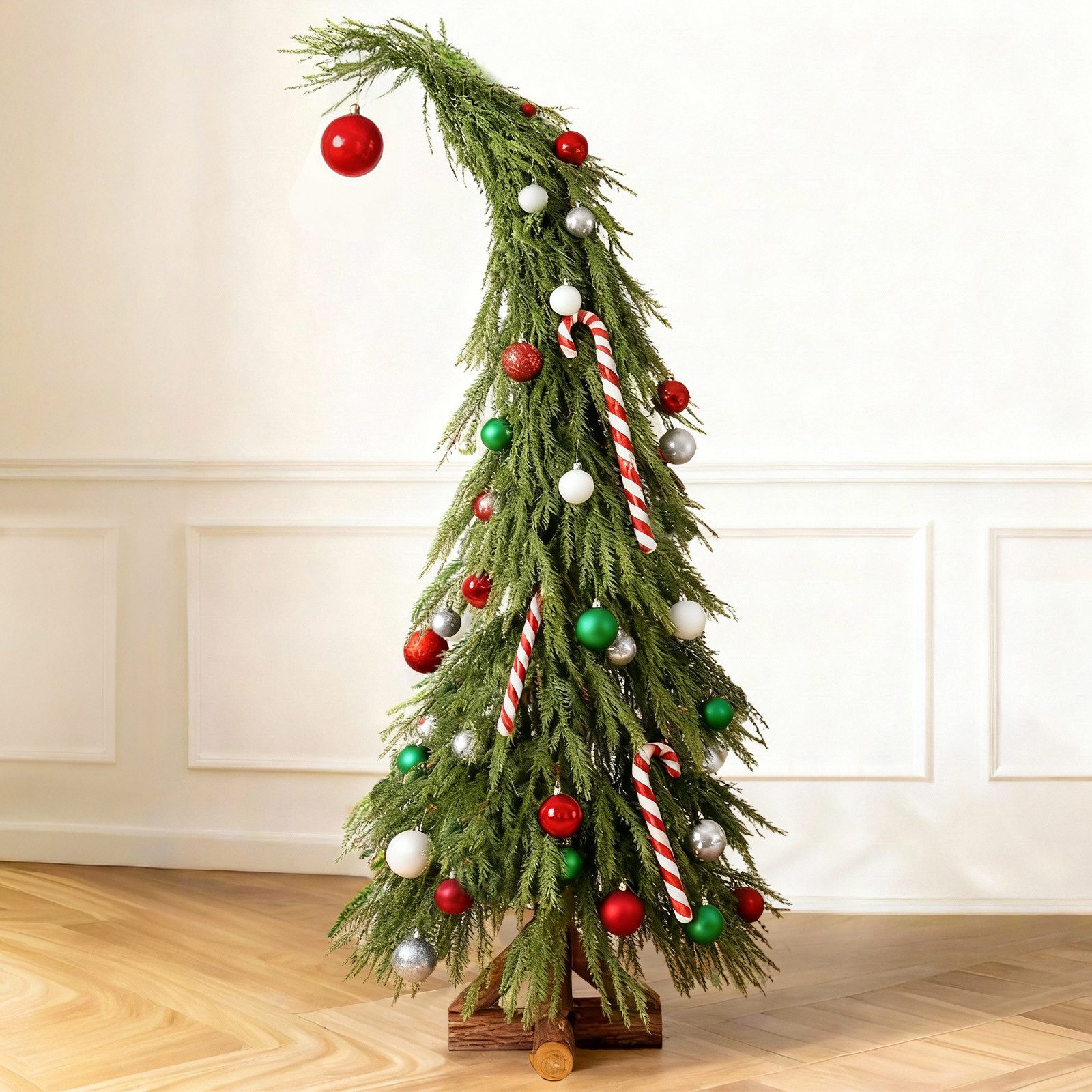 Künstlicher Weihnachtsbaum Grinch Weihnachtsbaum Künstlich Tannenbaum mit Holzständer, 100% PE