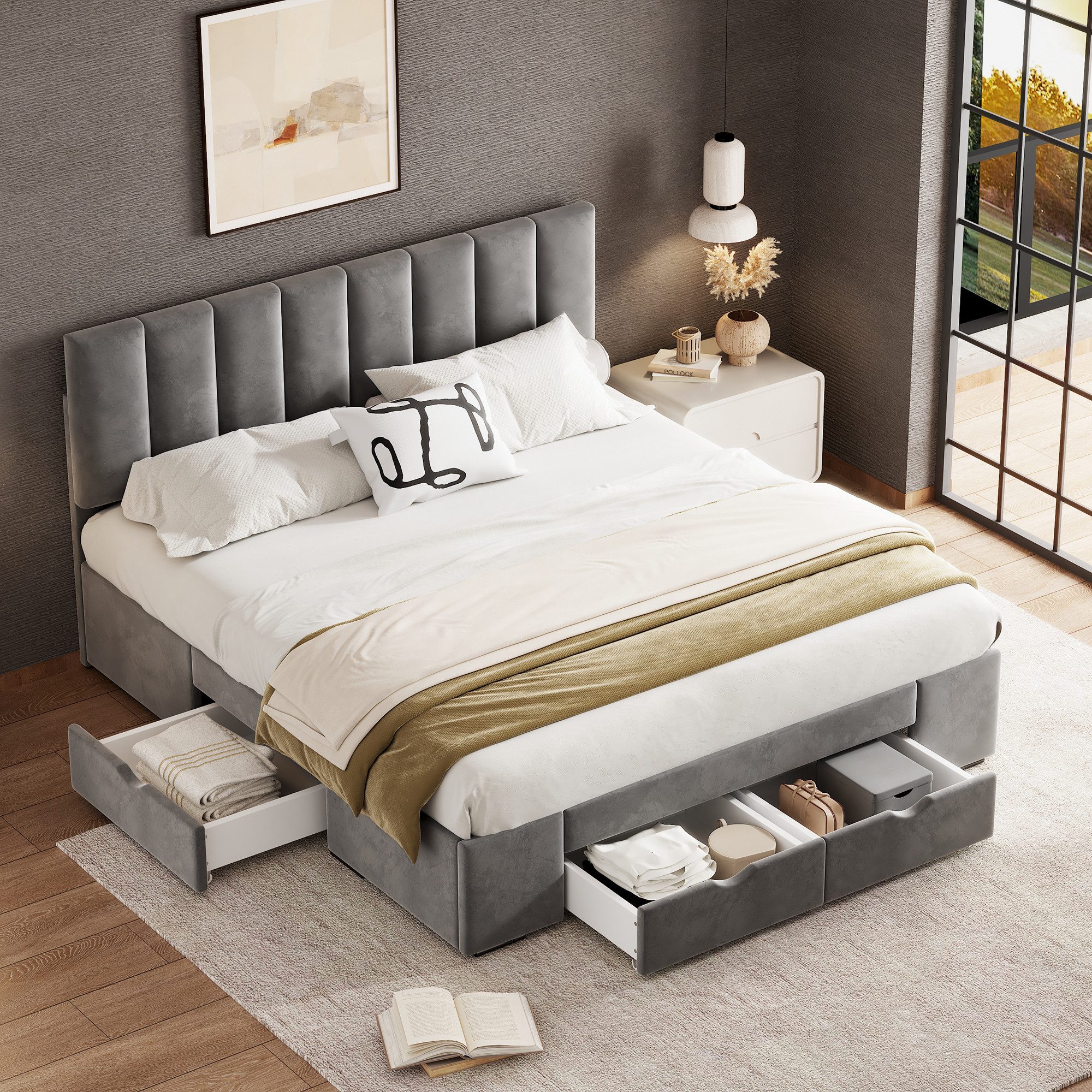 KLAM HOME Polsterbett Bettgestell Einzelbett Doppelbett Stauraumbett Contin günstig online kaufen