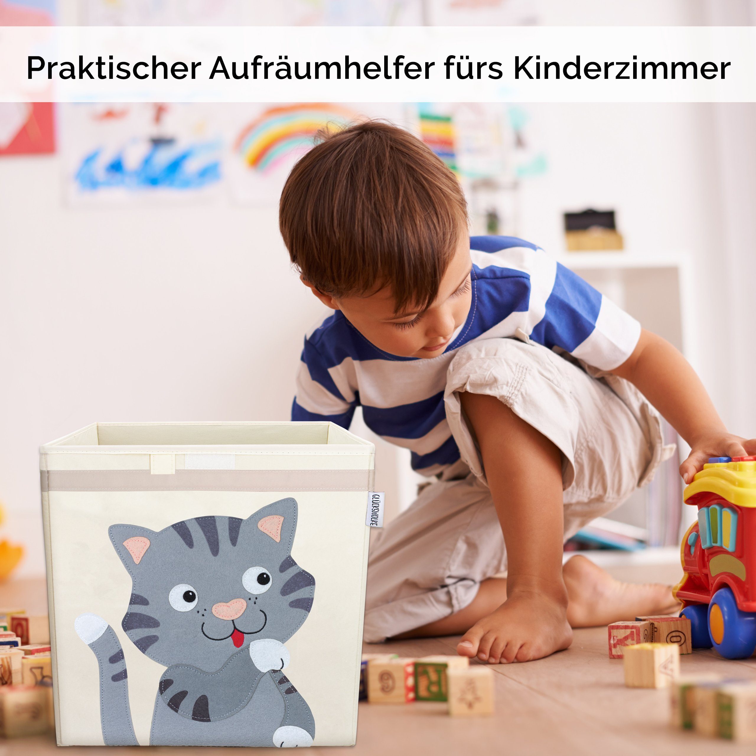 GLÜCKSWOLKE Aufbewahrungsbox Kinder - 15 Motive I Spielzeugkiste mit Deckel für Kinderzimmer (Größe 33x33x33), Boxen zur Aufbewahrung im Kallax Regal I Kiste fü – Bild 5 von 5