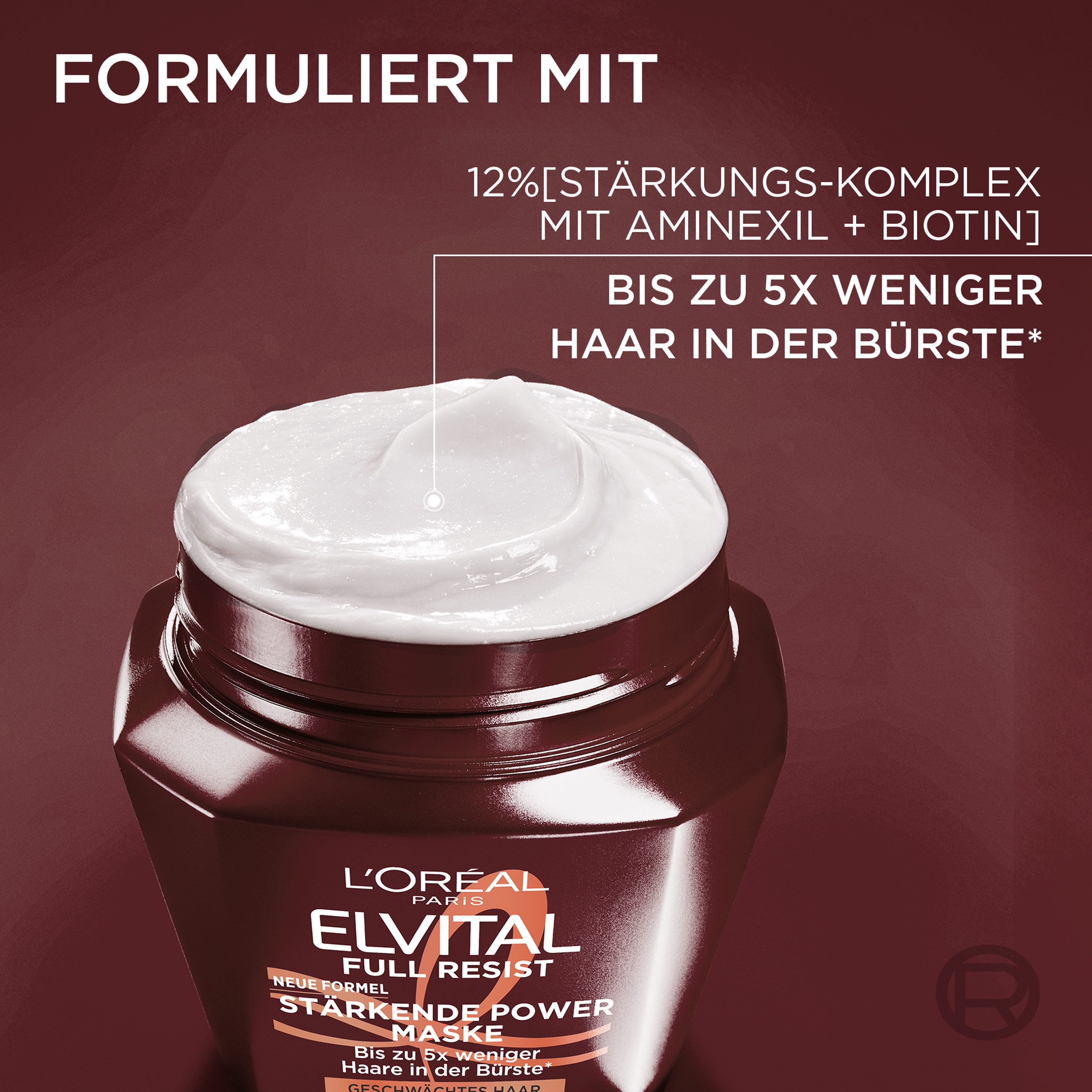 L'ORÉAL PARIS Haarmaske ELVITAL FULL RESIST MASKE, für geschwächtes Haar, das zu Haarbruch neigt