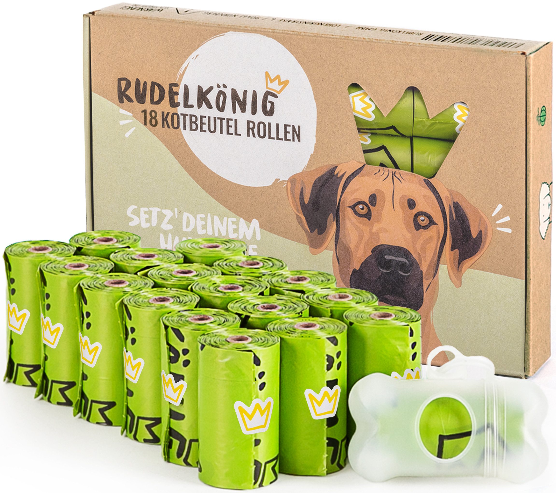 Rudelkönig Hundekotbeutel 300 Kotbeutel für Hunde aus recyceltem Kunststoff, Hundekotbeutel, Zubehör für Hunde, Extra starke Hundekotbeutel