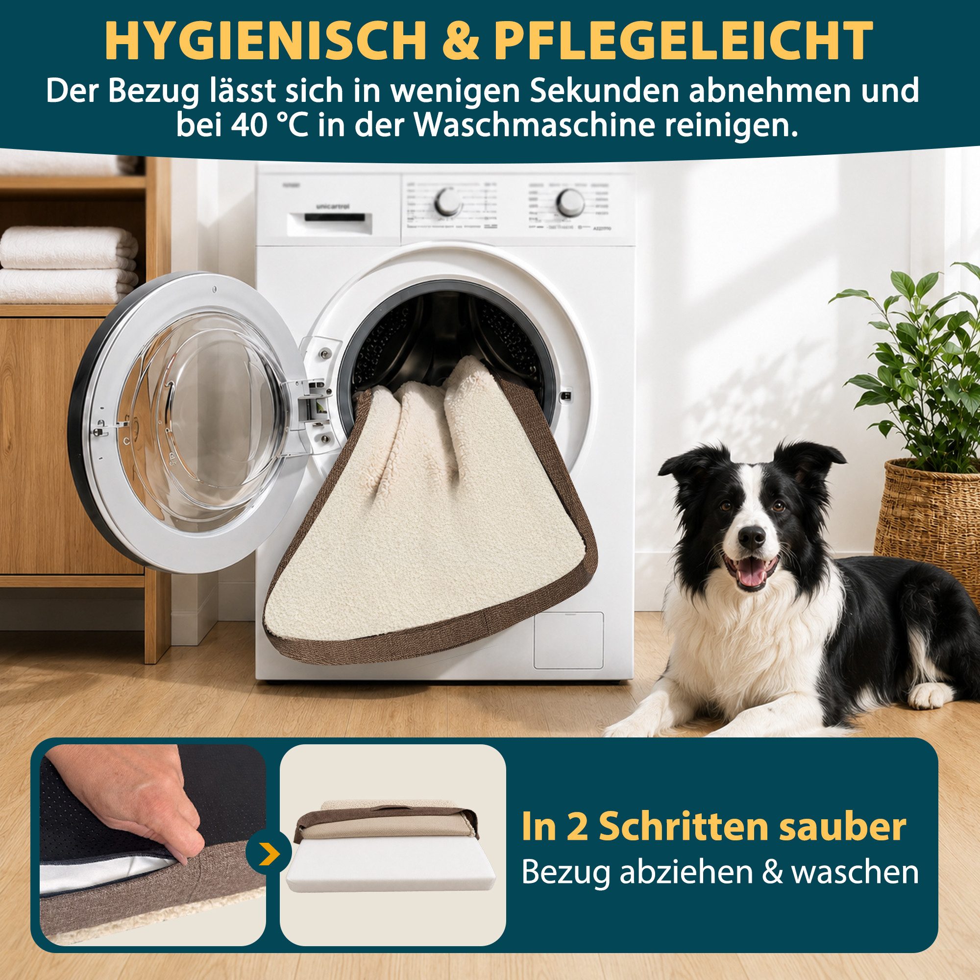 Petsation Hundebett Orthopädisches Hundebett mit Memory Foam, Orthopädischer Memory Foam für optimale Druckentlastung – Bild 4 von 5