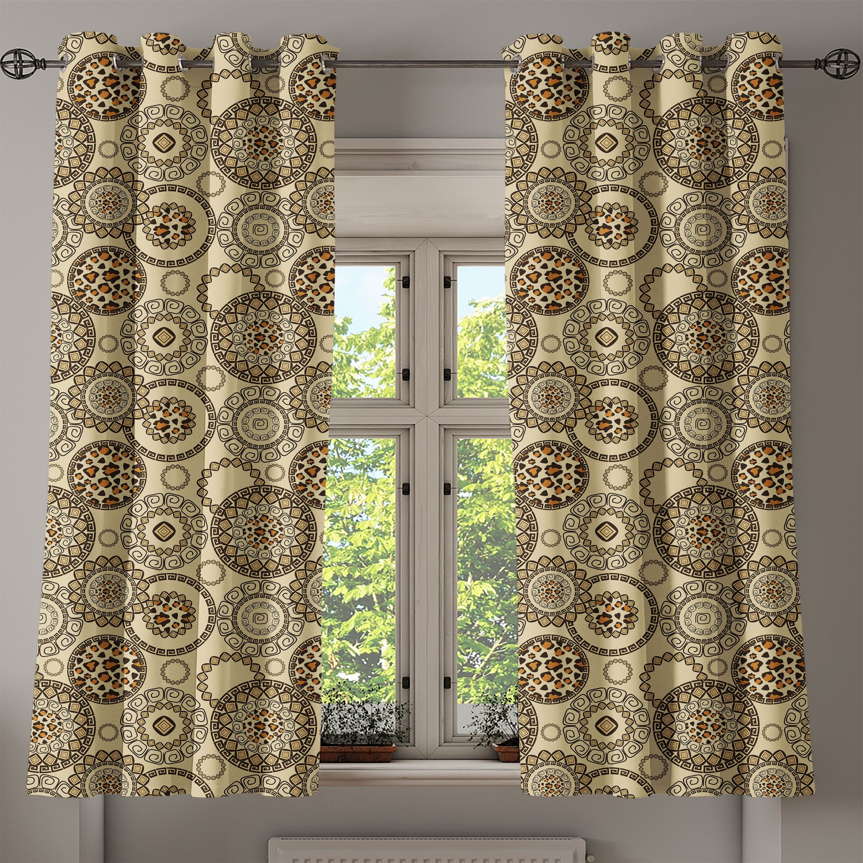 für 2-Panel-Fenstervorhänge Gardine Schlafzimmer Abakuhaus, Wohnzimmer, Dekorative Kreisförmig Tierdruck