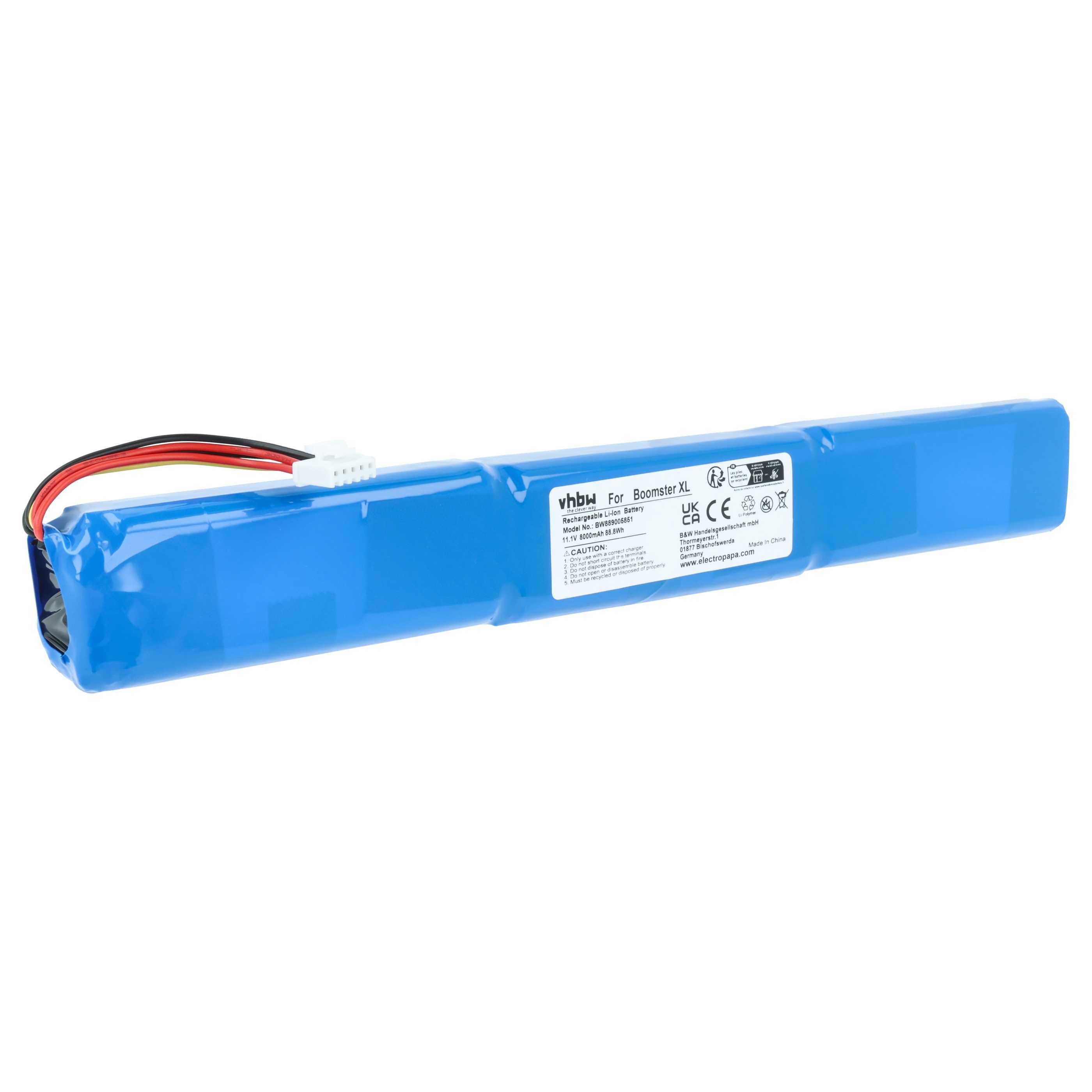 vhbw Akku passend für Teufel Boomster XL Lautsprecher (8000 mAh, 11,1 V, Akku Akku Li-Ion 8000 mAh (11,1 V, 1 St), Leistungsfähiger Austausch-Akku für Radio, Wiederaufladbar, Jede