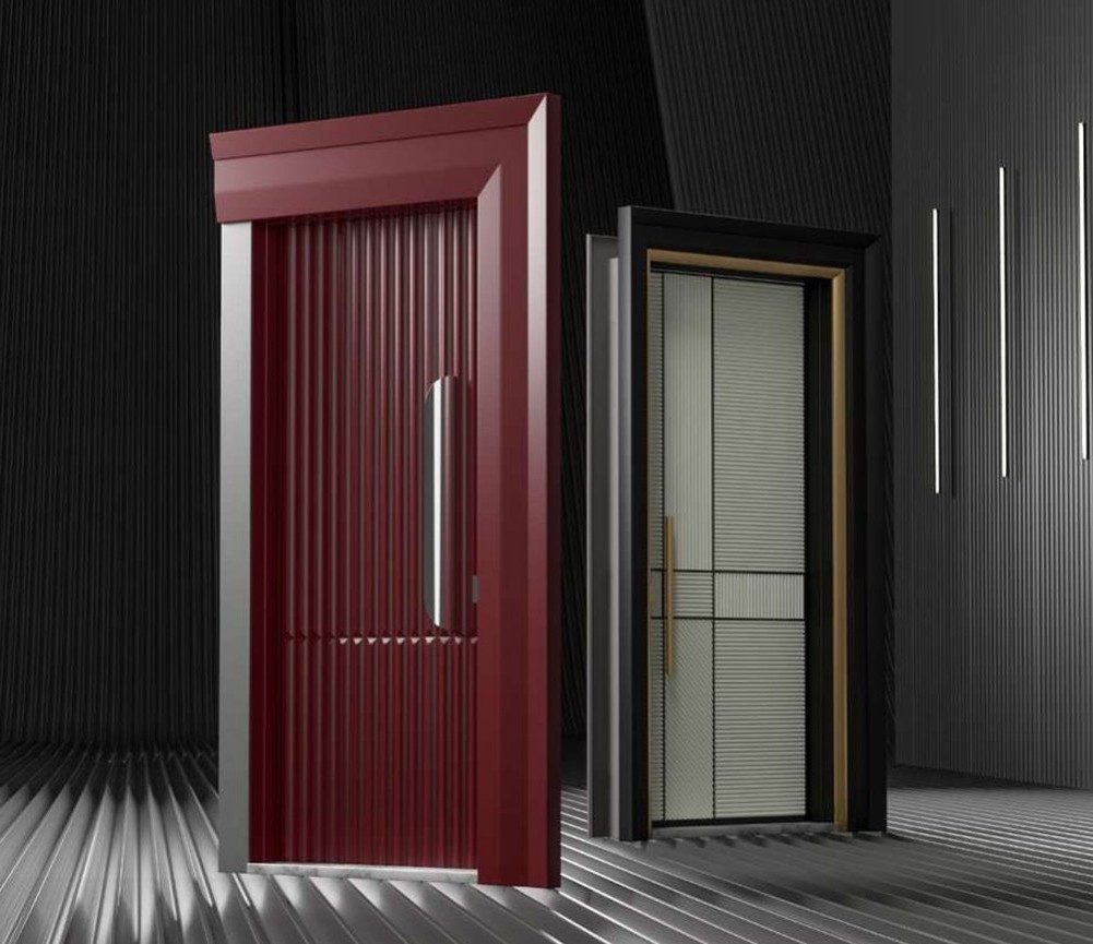 JVmoebel Haustür JVMoebel Eingangstür Bex - 35, schwarze Aluminium-Tür mit Sicherheit (1-St), Made in Europa