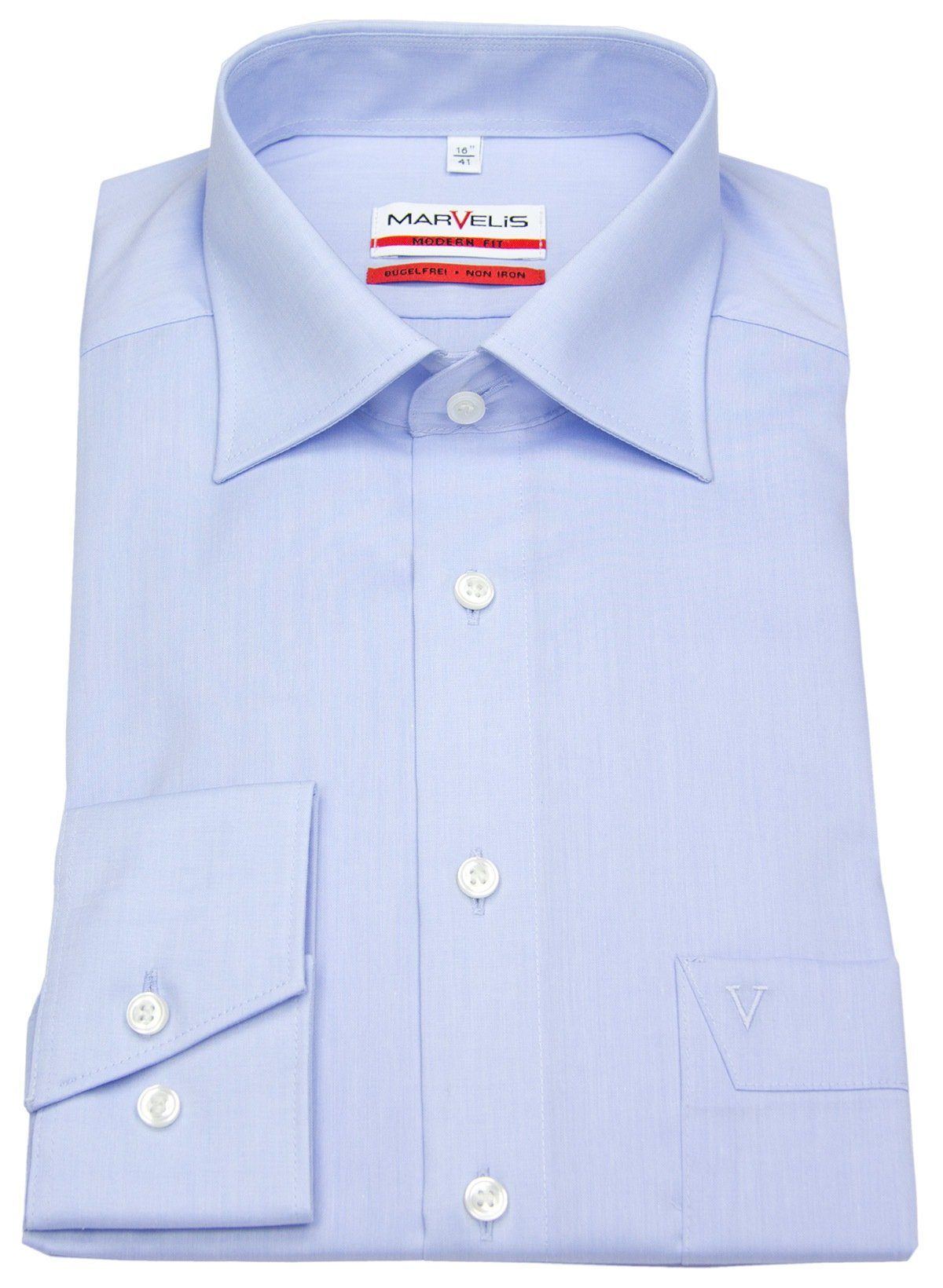 MARVELIS Businesshemd Modern Fit leicht tailliert bügelfrei Kentkragen günstig online kaufen