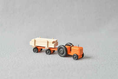 Spielzeug-Auto Holzspielzeug Traktor mit Langholz HxBxT 3,5x7,5x3cm NEU, Mit Anhänger, mit Langholz