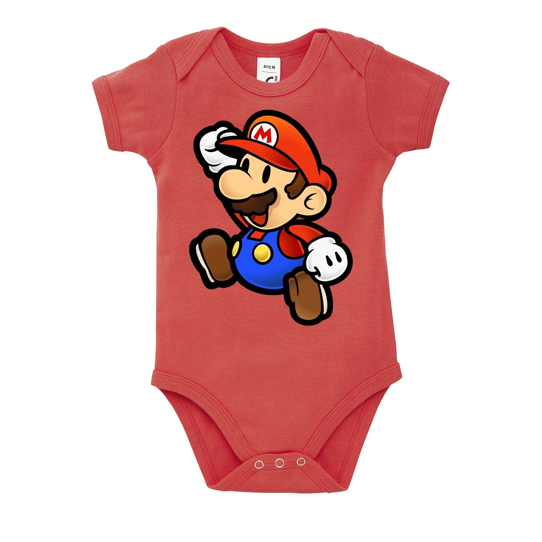 Blondie & Brownie Strampler Kinder Baby Mario Nintendo Gaming Luigi Yoshi Super mit Druckknopf Rot | Sommeroveralls