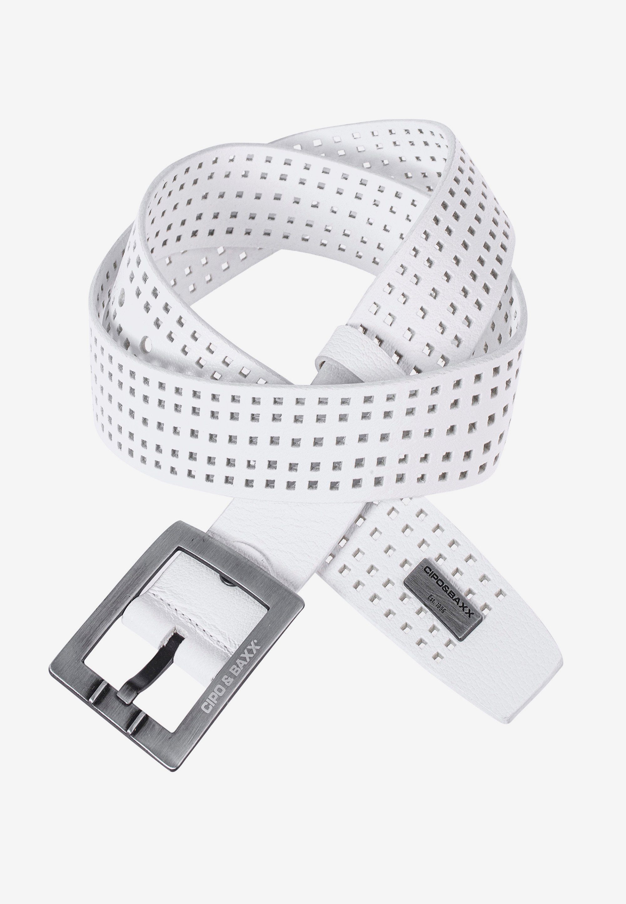 Cipo & Baxx Ledergürtel in weiß modischem Look