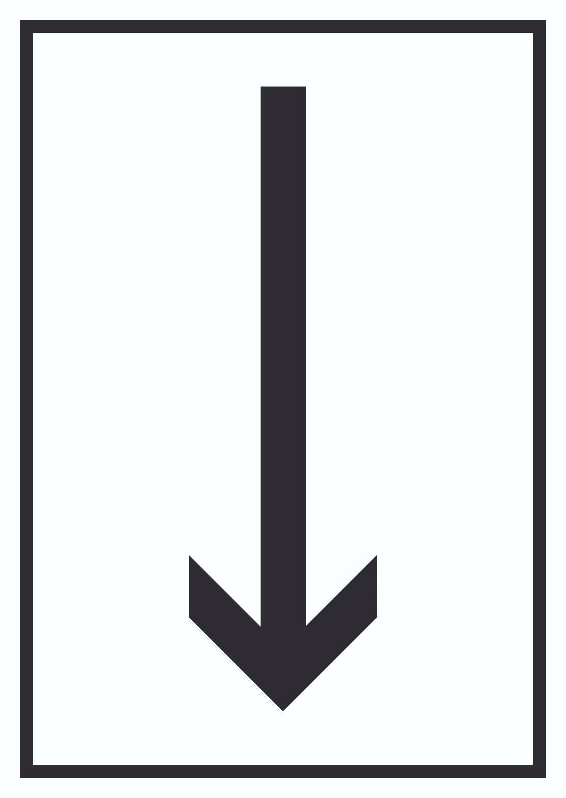 Hinweisschild Richtungspfeil runter Schild hochkant schwarz weiss Pfeil