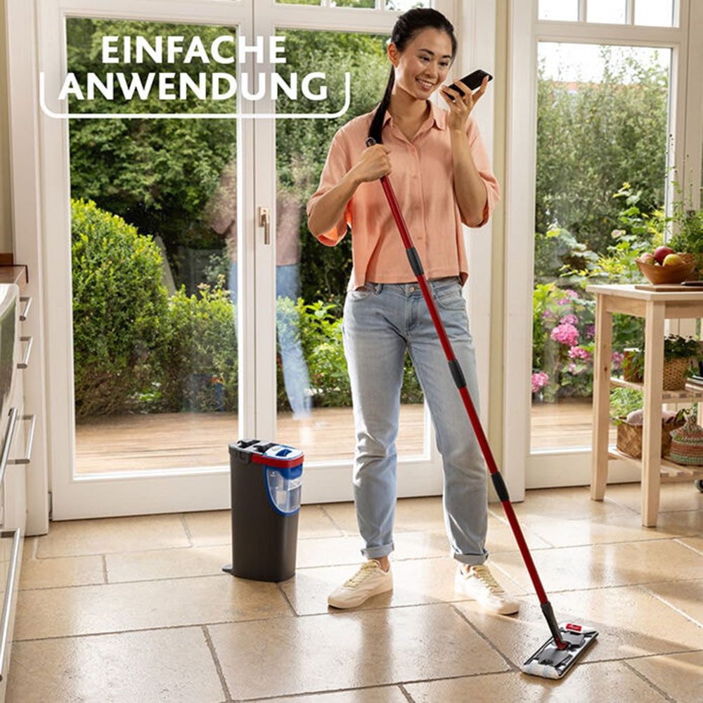 Vileda Bodenwischer-Set Vileda H2PrO Flat Mop System, (Set, 3-St), 100%-ige Trennung von sauberem und schmutzigem Wasser