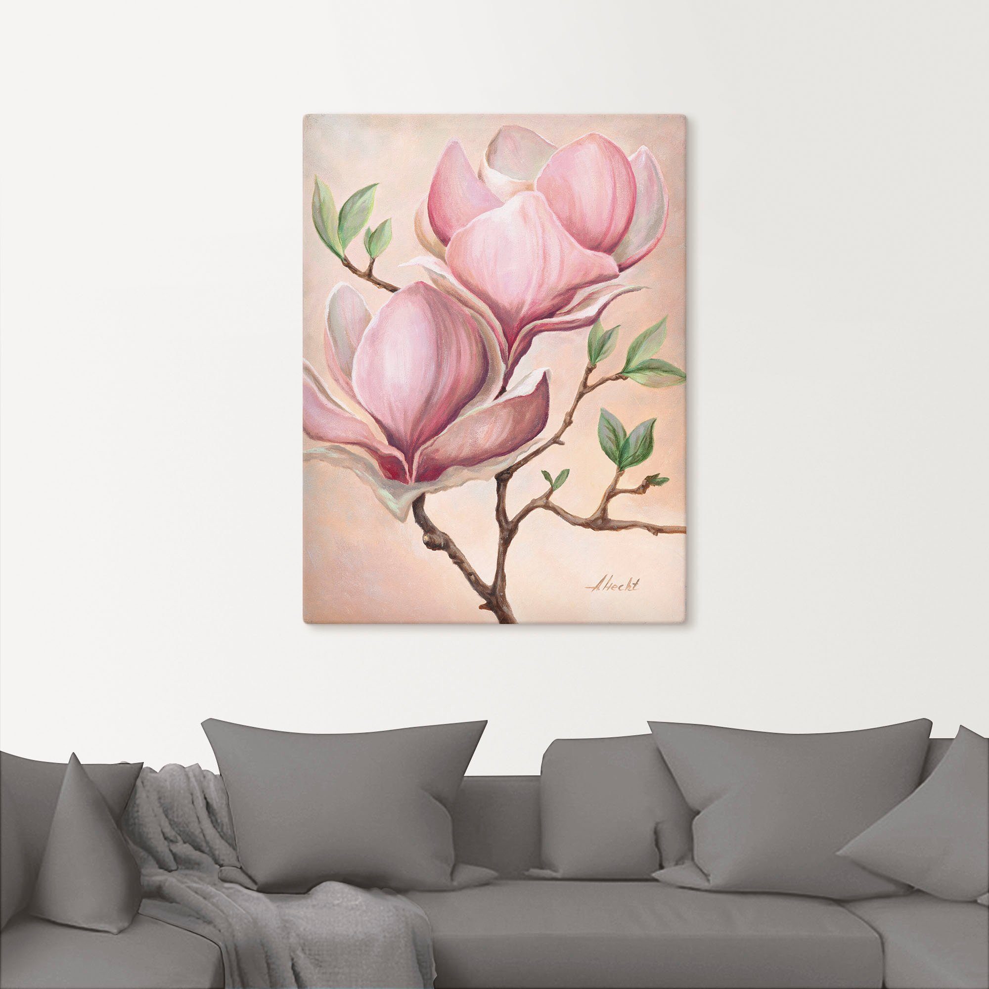 Artland Wandbild Magnolienblüten, Blumen (1 St), als Leinwandbild, Poster in verschied. Größen