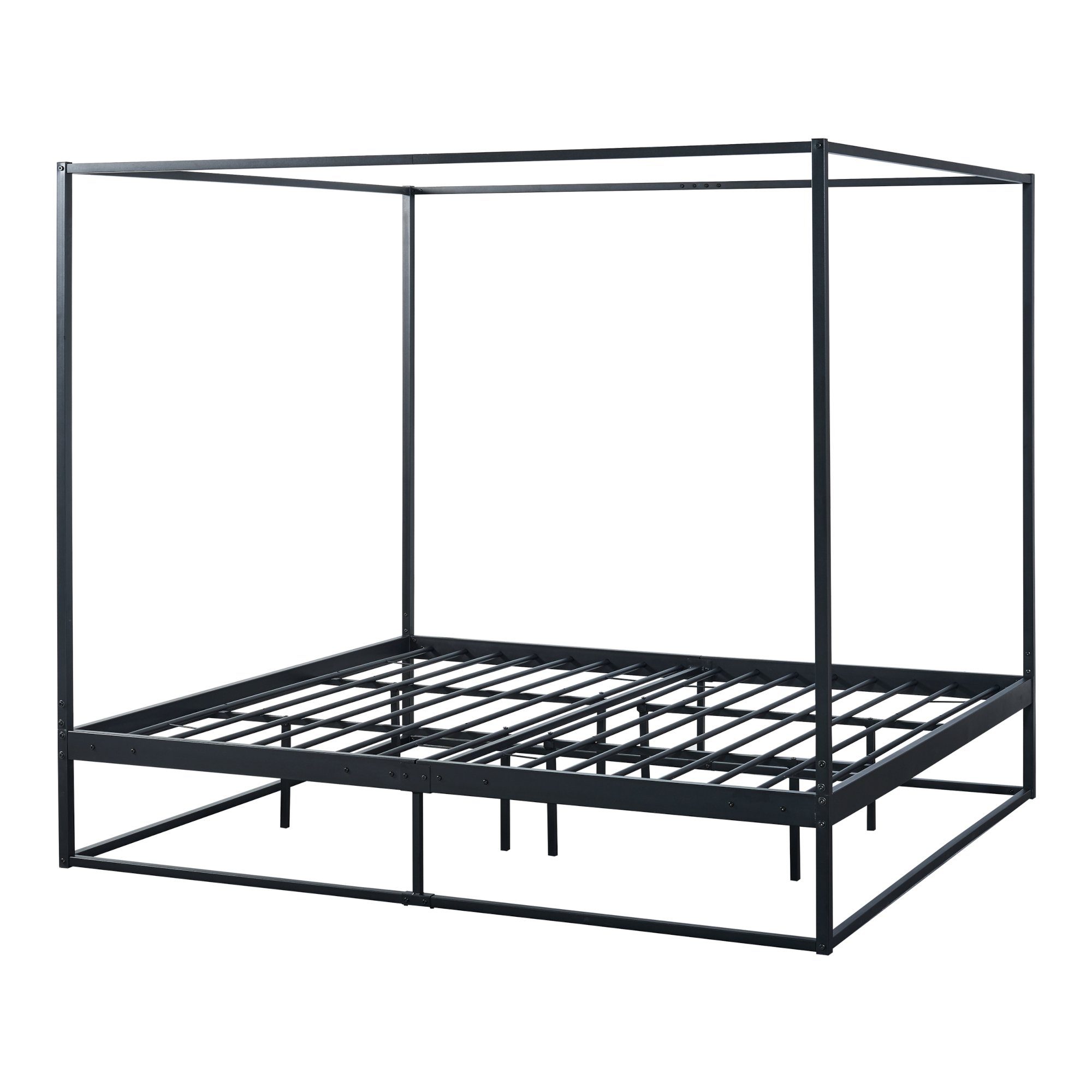en.casa Himmelbett, »Kristianstad« mit Lattenrost Metall Schwarz 180 x 200 cm
