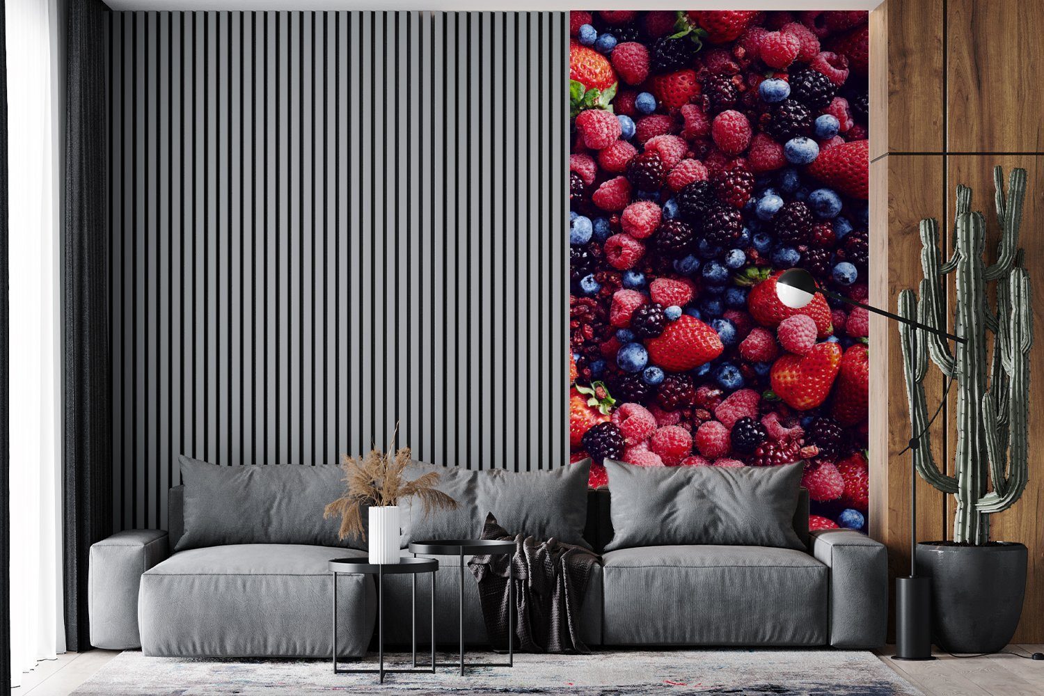 MuchoWow Fototapete Erdbeeren - Heidelbeeren - Stilleben, für Fototapete Matt, Wohnzimmer bedruckt, St), Küche, (2 Vliestapete Schlafzimmer