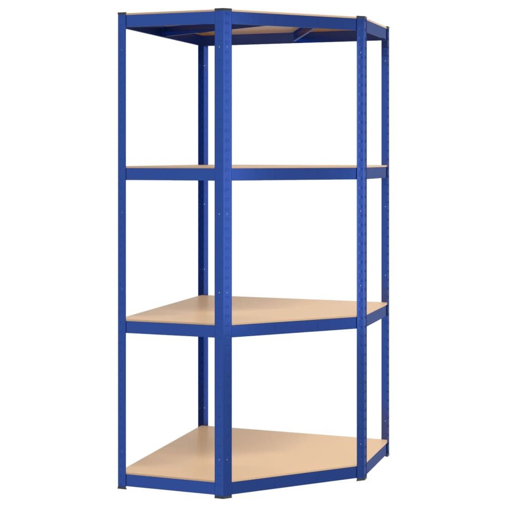 vidaXL Schwerlastregal 75 x 75 x 160 cm Eckregal Schwerlastregal 4 Böden Blau Stahl Spanplat