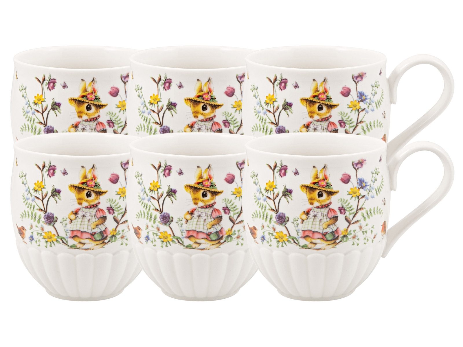 Villeroy & Boch Becher Spring Fantasy Becher mit Henkel Familie 0,44l Set6, Premium Porcelain
