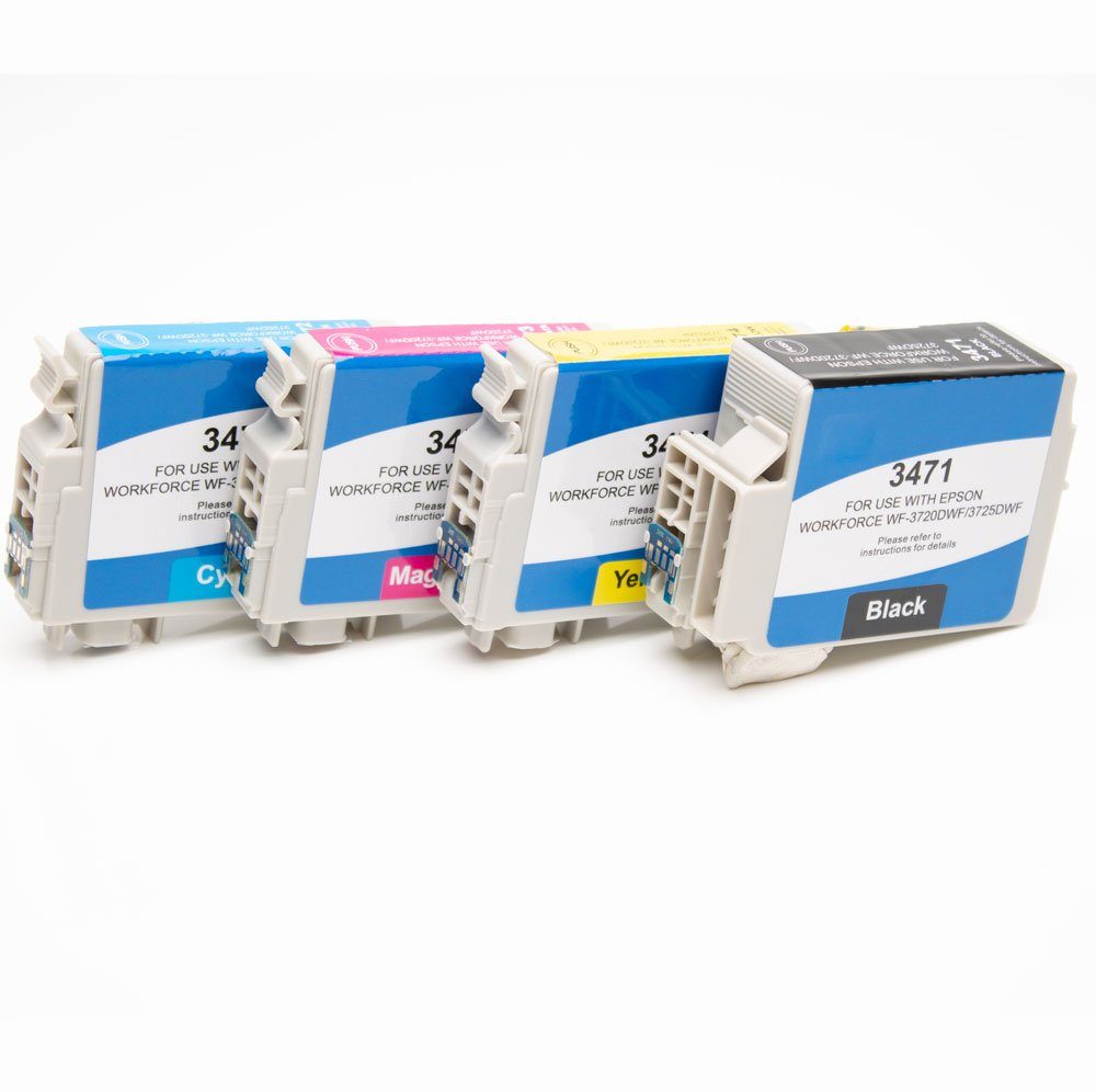 ABC Tintenpatrone (Kompatibles Set 4x Druckerpatrone für Epson 34XL WorkForce Pro, ABC)