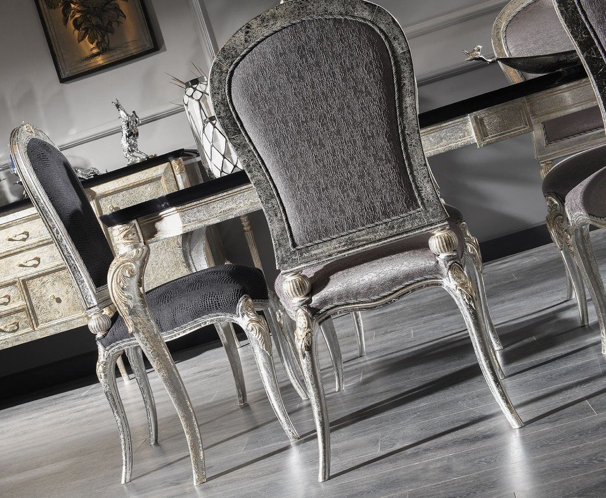 & Esstisch - Esszimmerstühle Esszimmer 6 - & Padrino Luxus im Qualität Prunkvoll Barock - Set - Esszimmer-Set Barockstil Casa Luxus 1 Esszimmermöbel Edel