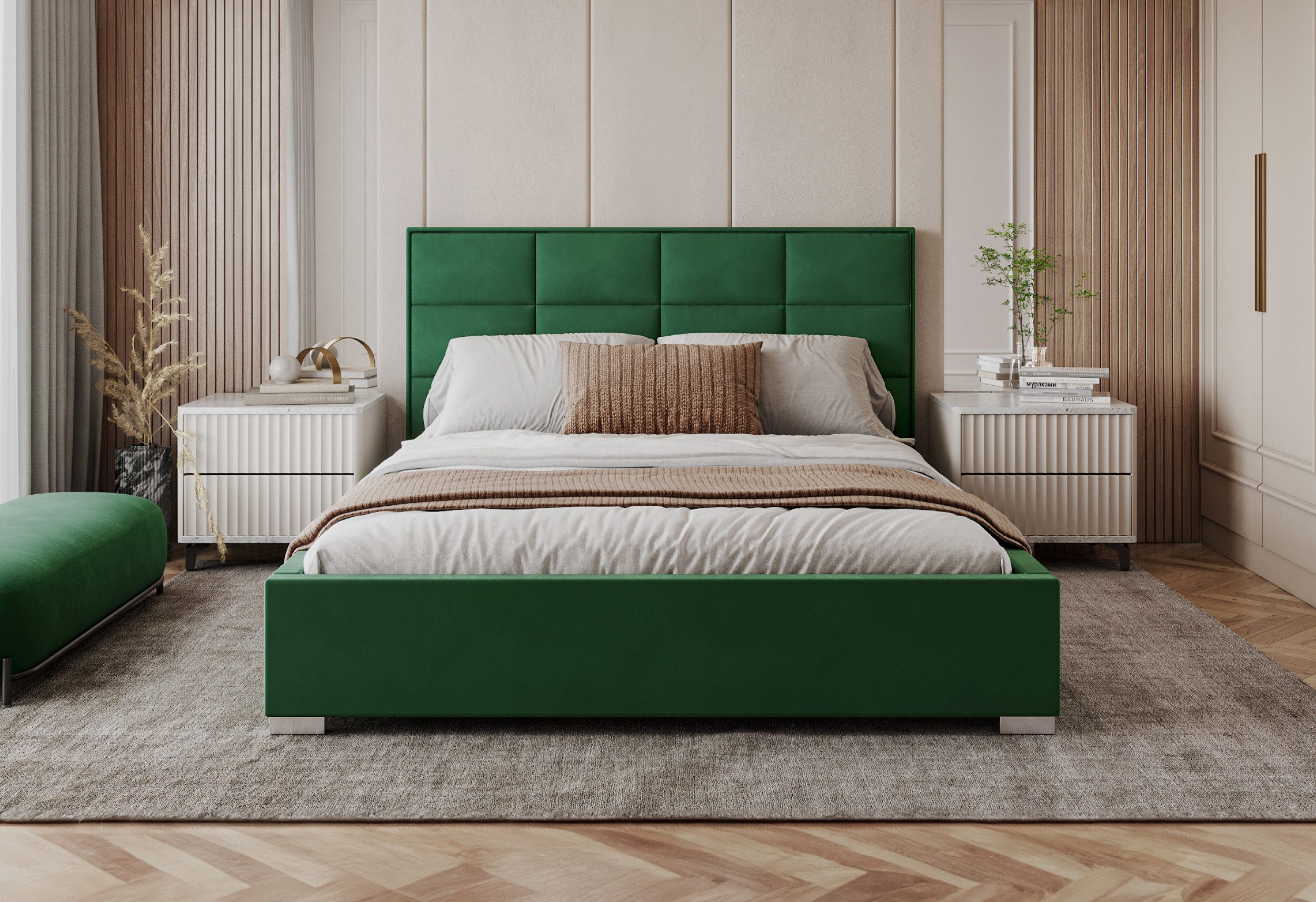 FDM Polsterbett modern mit Bettkasten MADE IN EU - mit hochwertigem Velours Bezug (verfügbar 120x200 140x200 160x200 180x200cm, Bettrahmen, Bett, mit großen gepolsterten Kopfteil, mit Bettkasten zum aufklappen), Hebbarer Metallrahmen, Bettkasten, mit/ohne Matratze